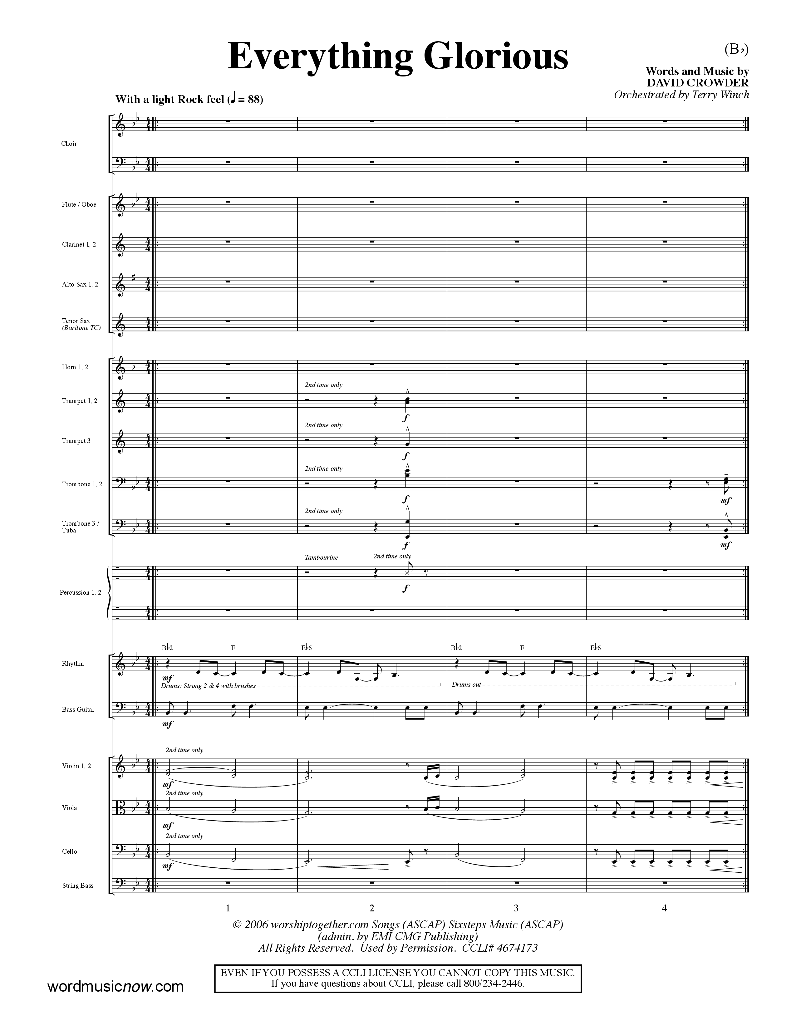 Everything Glorious (Choral Anthem SATB) Orchestration (Word Music Choral / Orch. Terry Winch)