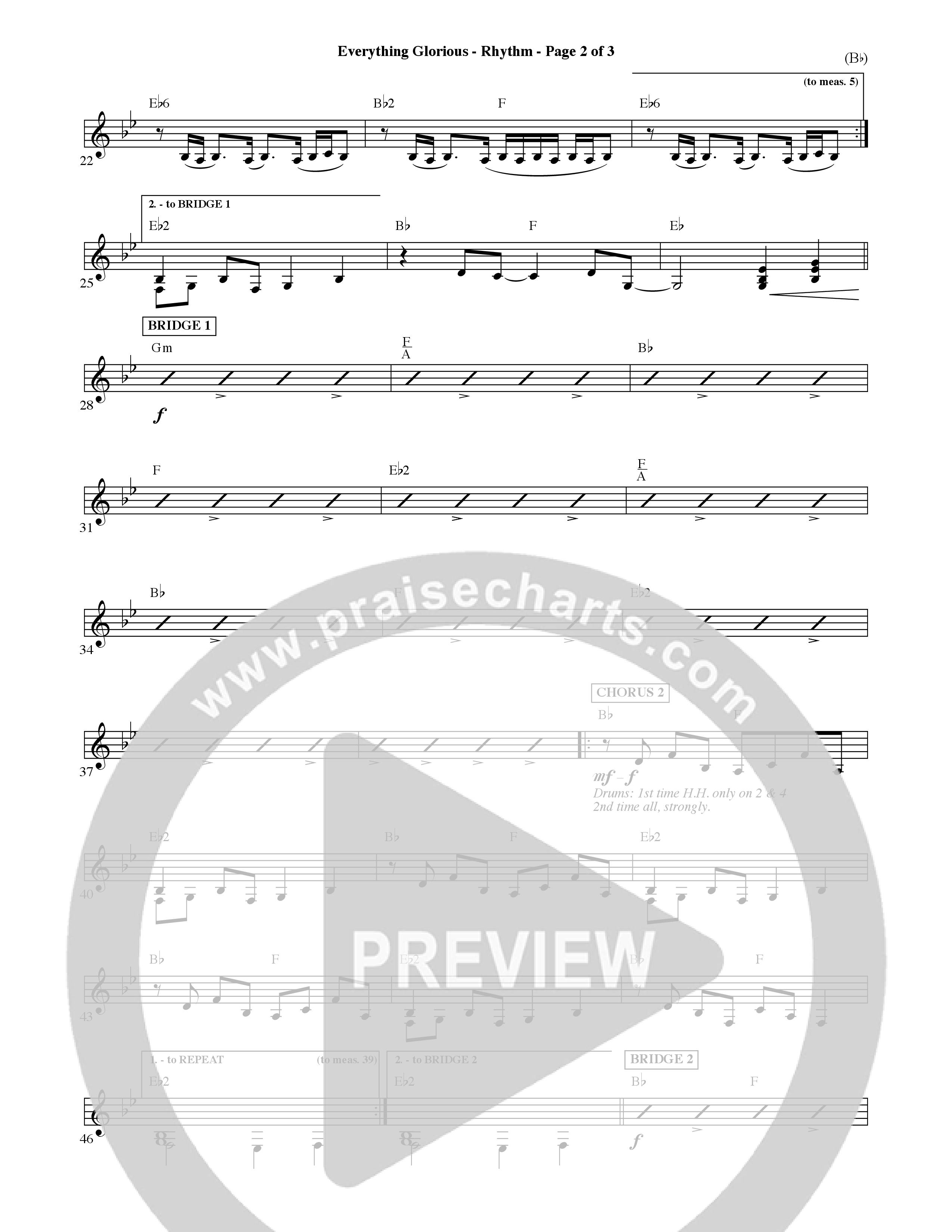 Everything Glorious (Choral Anthem SATB) Rhythm Chart (Word Music Choral / Orch. Terry Winch)