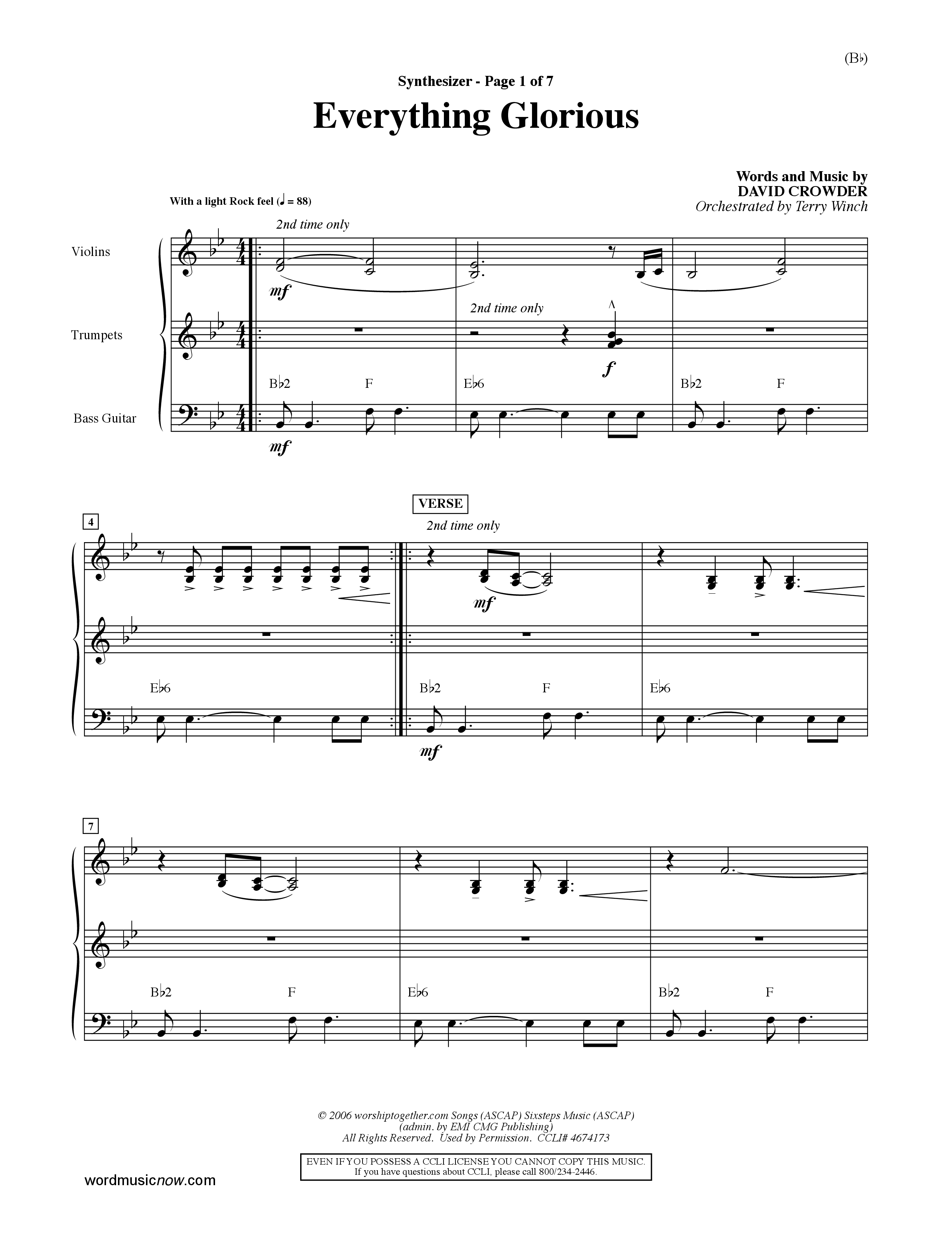 Everything Glorious (Choral Anthem SATB) Synth (Word Music Choral / Orch. Terry Winch)