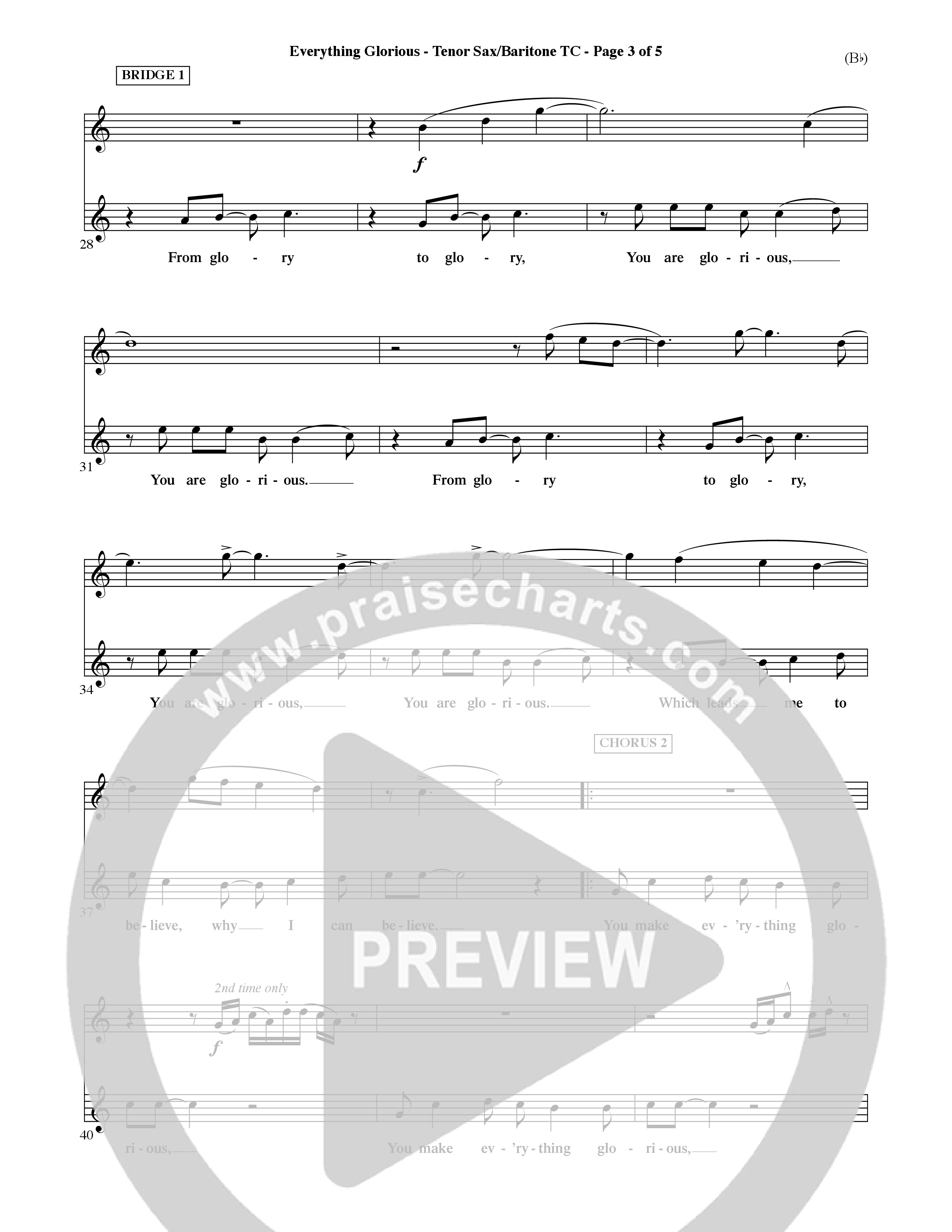 Everything Glorious (Choral Anthem SATB) Tenor Sax/Baritone T.C. (Word Music Choral / Orch. Terry Winch)