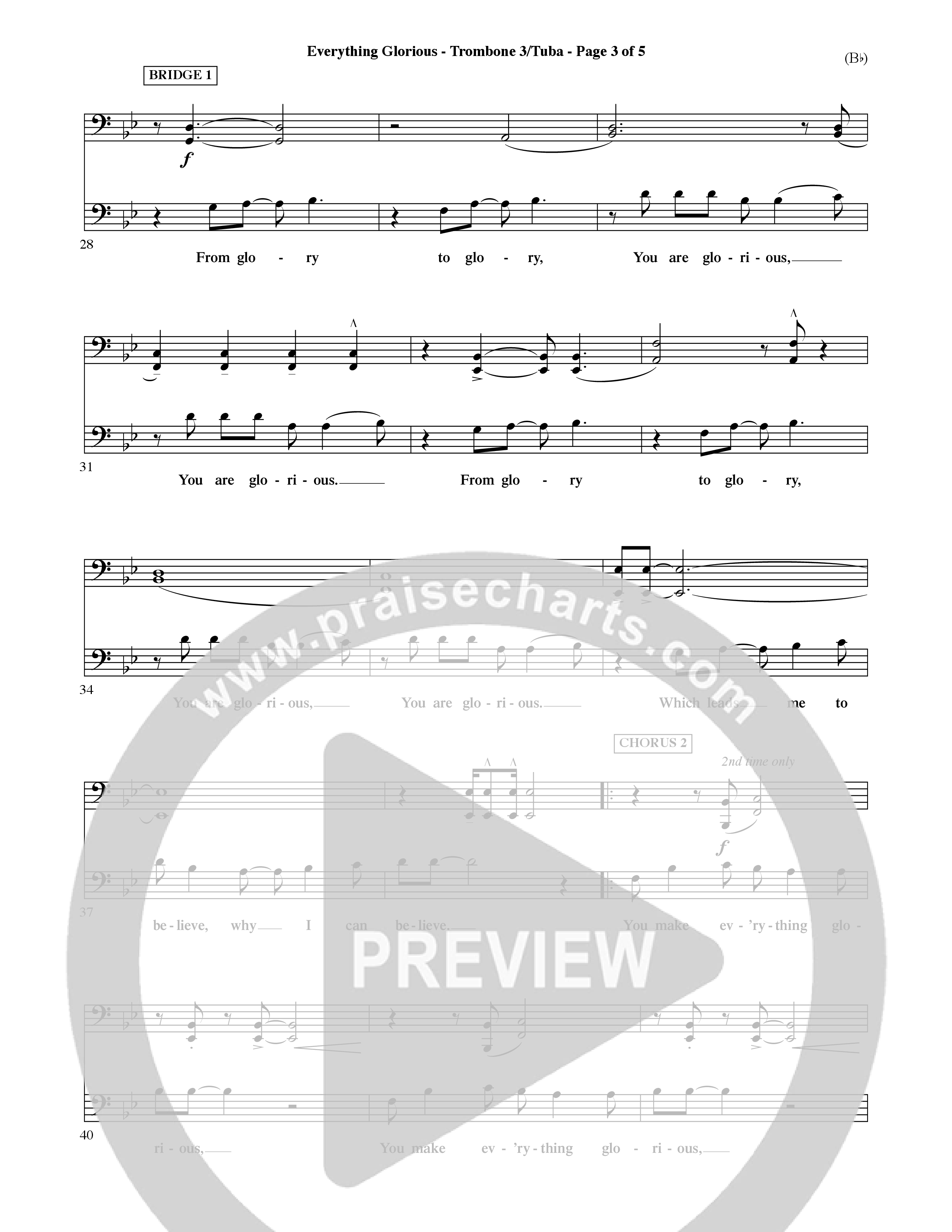 Everything Glorious (Choral Anthem SATB) Trombone 3/Tuba (Word Music Choral / Orch. Terry Winch)