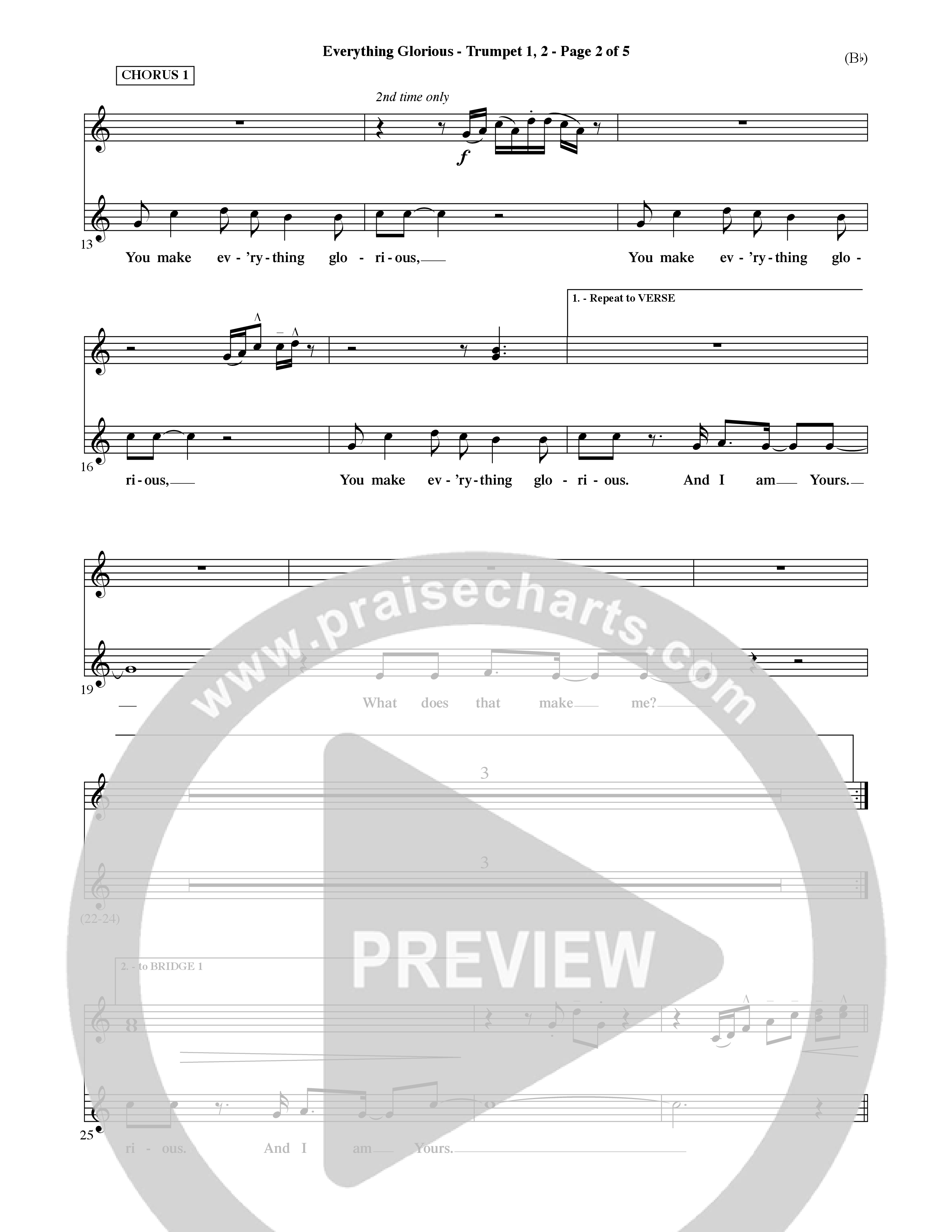 Everything Glorious (Choral Anthem SATB) Trumpet 1,2 (Word Music Choral / Orch. Terry Winch)