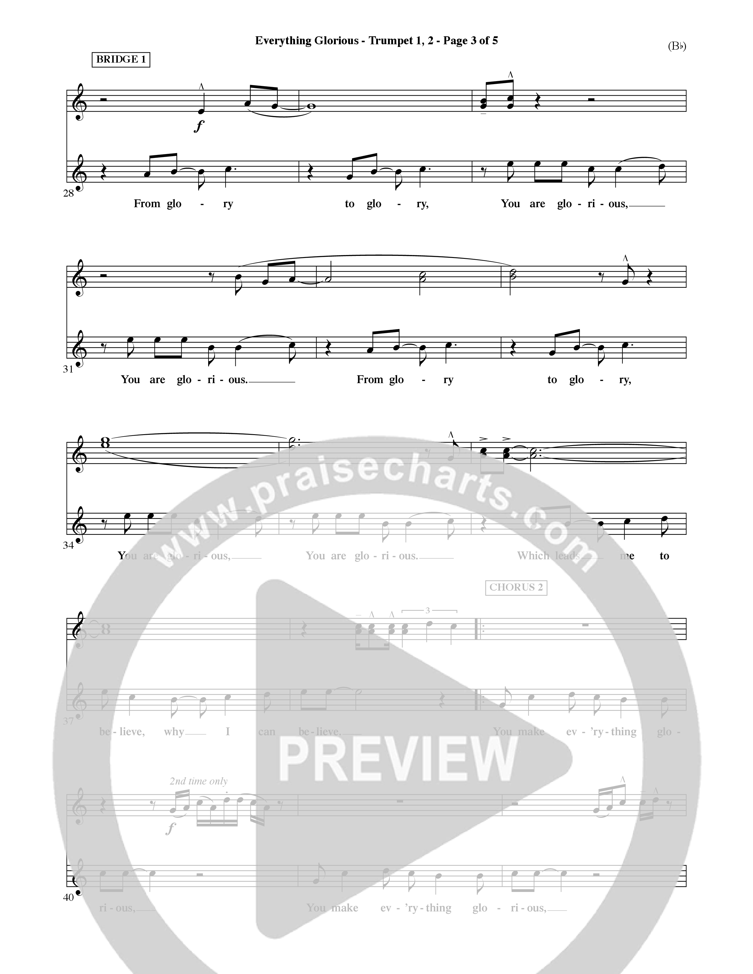 Everything Glorious (Choral Anthem SATB) Trumpet 1,2 (Word Music Choral / Orch. Terry Winch)