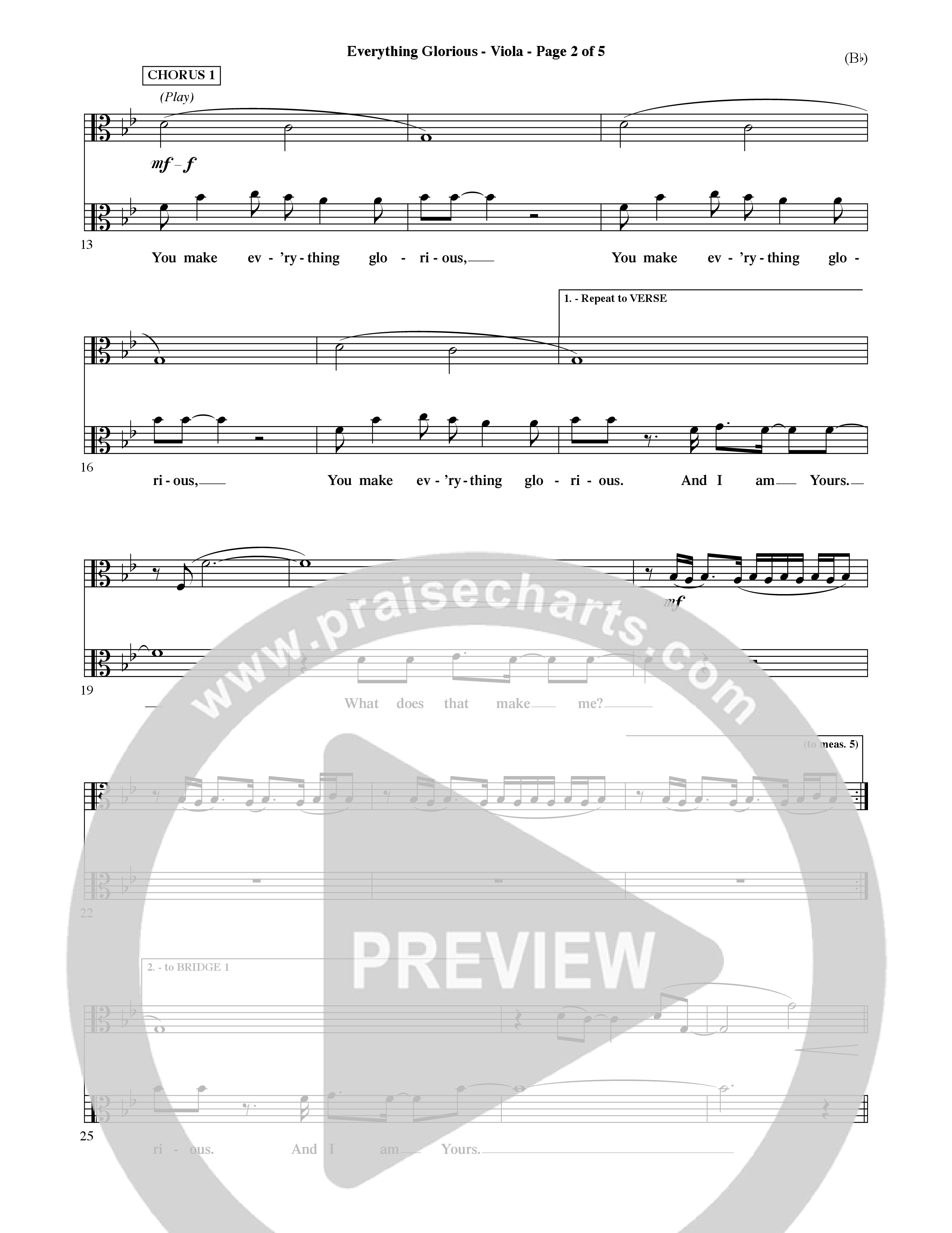 Everything Glorious (Choral Anthem SATB) Viola (Word Music Choral / Orch. Terry Winch)