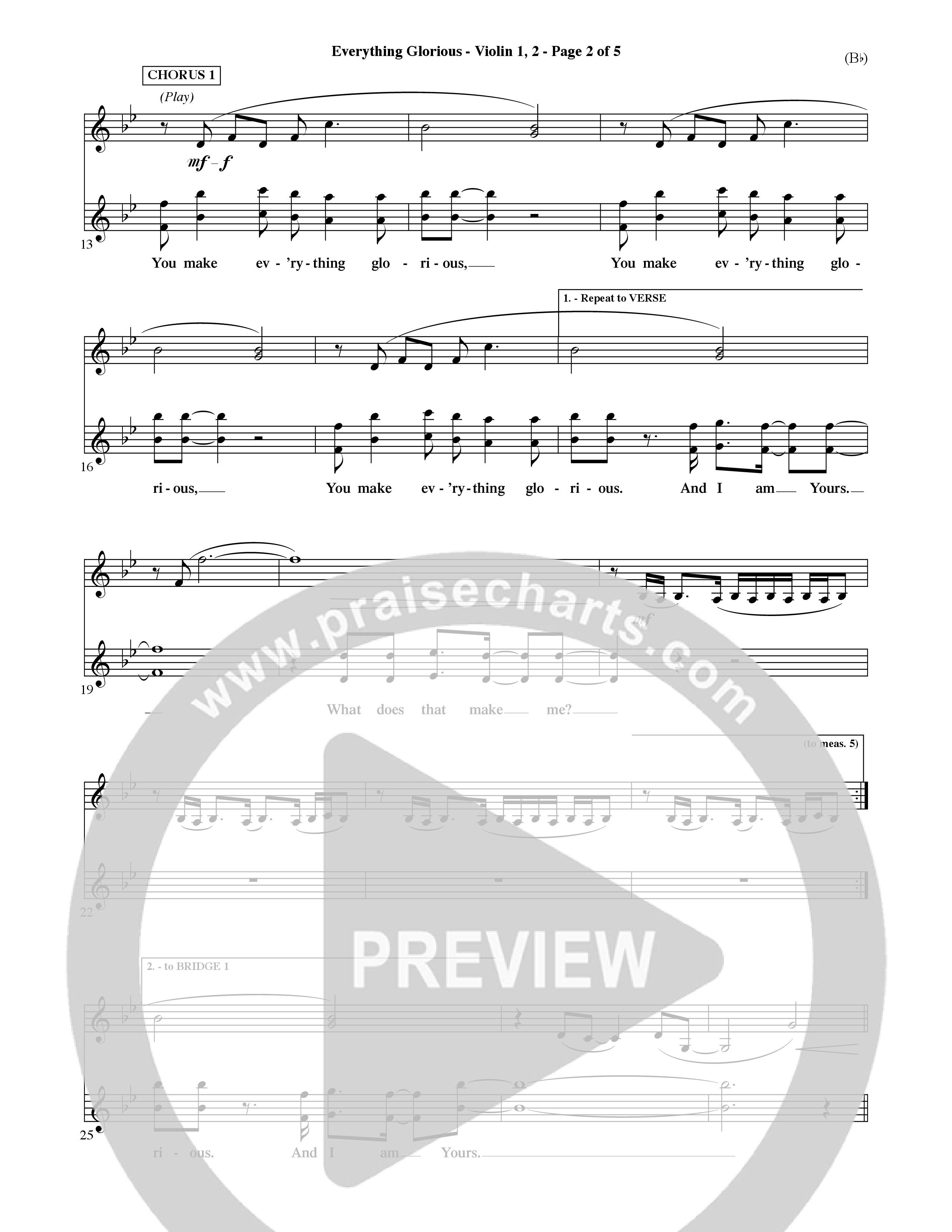 Everything Glorious (Choral Anthem SATB) Violin 1/2 (Word Music Choral / Orch. Terry Winch)