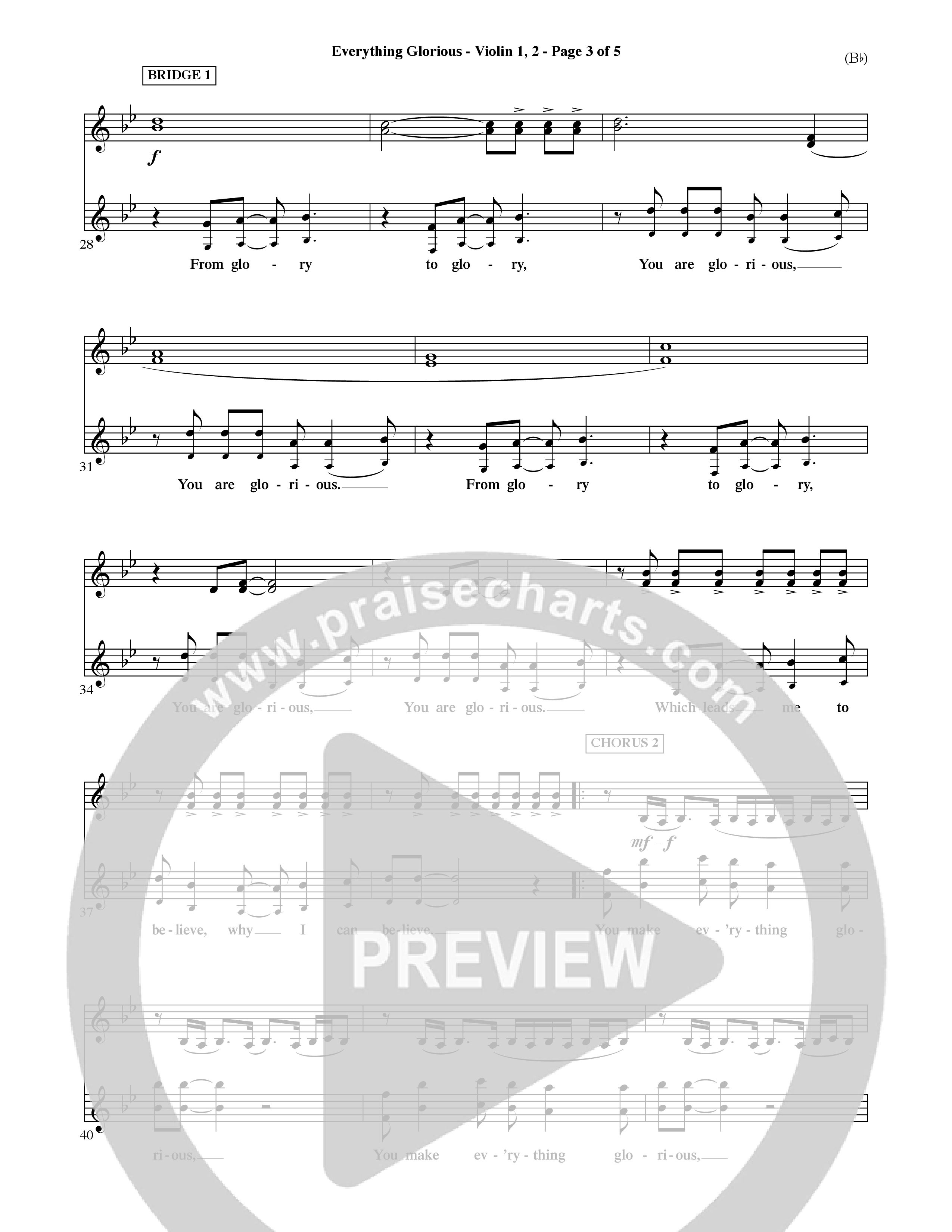 Everything Glorious (Choral Anthem SATB) Violin 1/2 (Word Music Choral / Orch. Terry Winch)