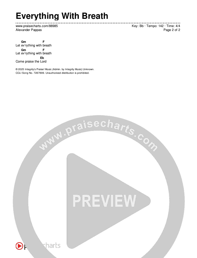 Everything With Breath Chord Chart (Alexander Pappas)
