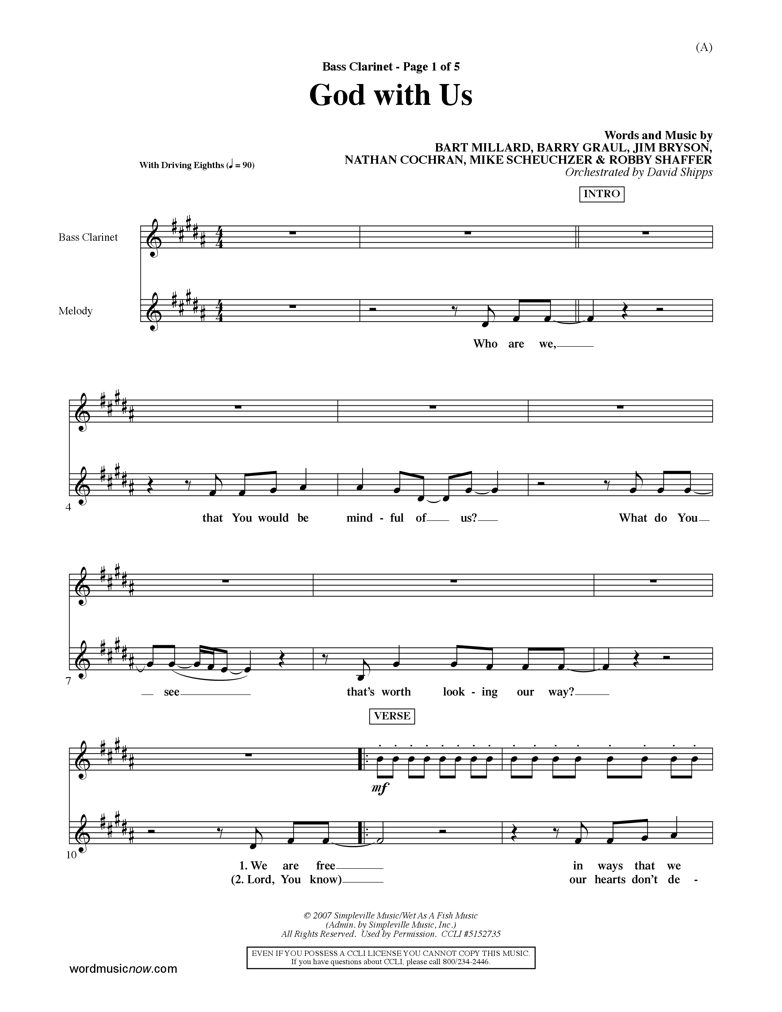 God With Us (Choral Anthem SATB) Bass Clarinet (Word Music Choral / Orch. David Shipps)