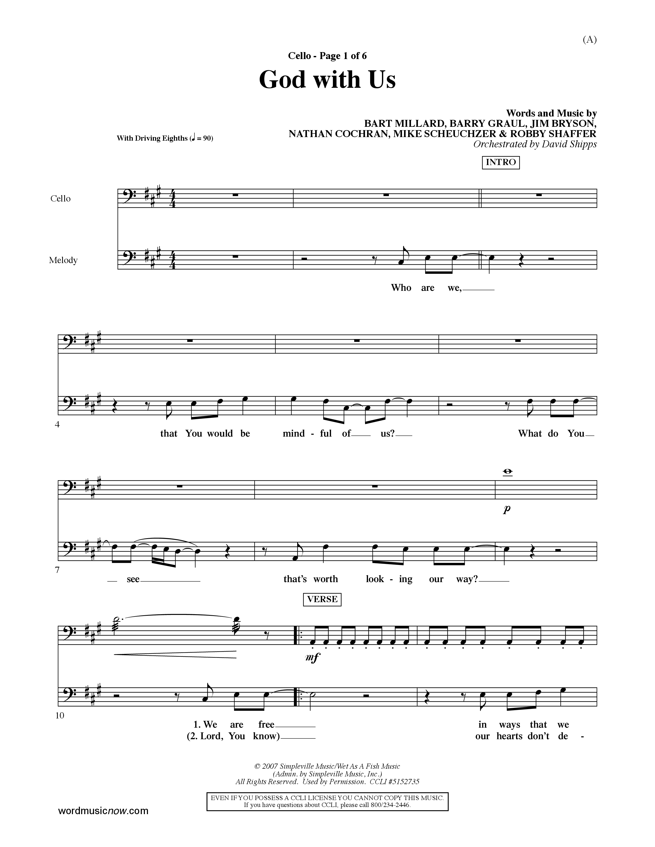 God With Us (Choral Anthem SATB) Cello (Word Music Choral / Orch. David Shipps)