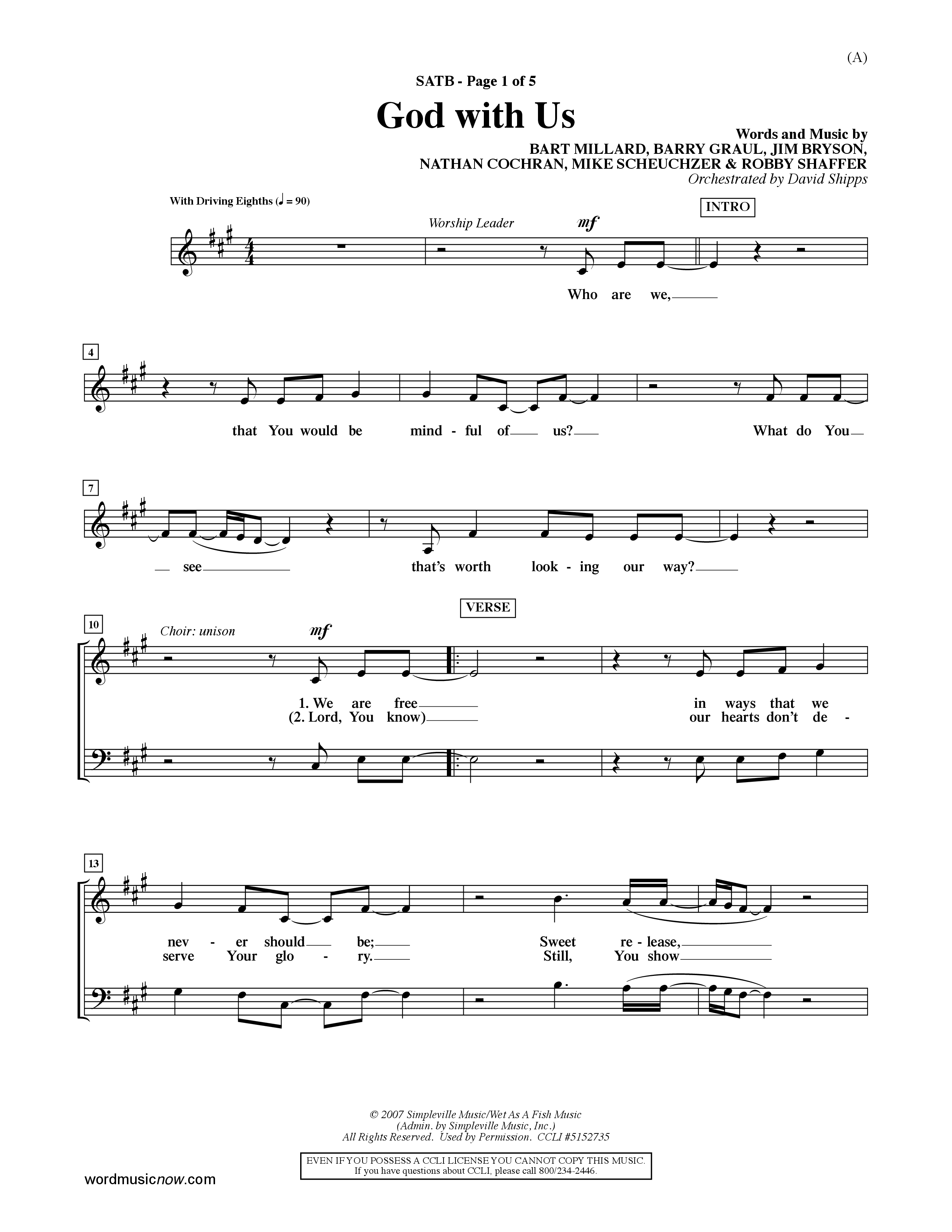 God With Us (Choral Anthem SATB) Choir Sheet (SATB) (Word Music Choral / Orch. David Shipps)
