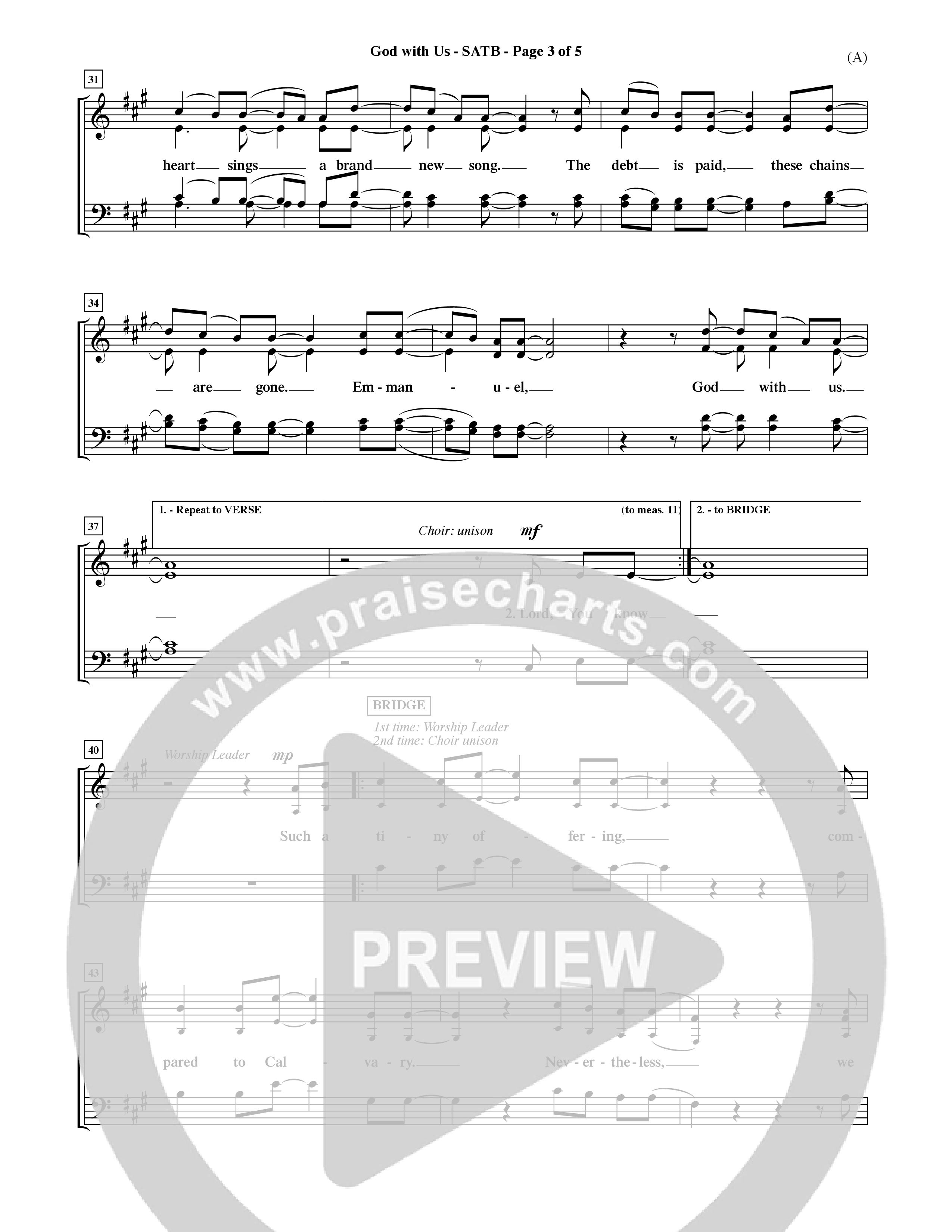 God With Us (Choral Anthem SATB) Choir Sheet (SATB) (Word Music Choral / Orch. David Shipps)