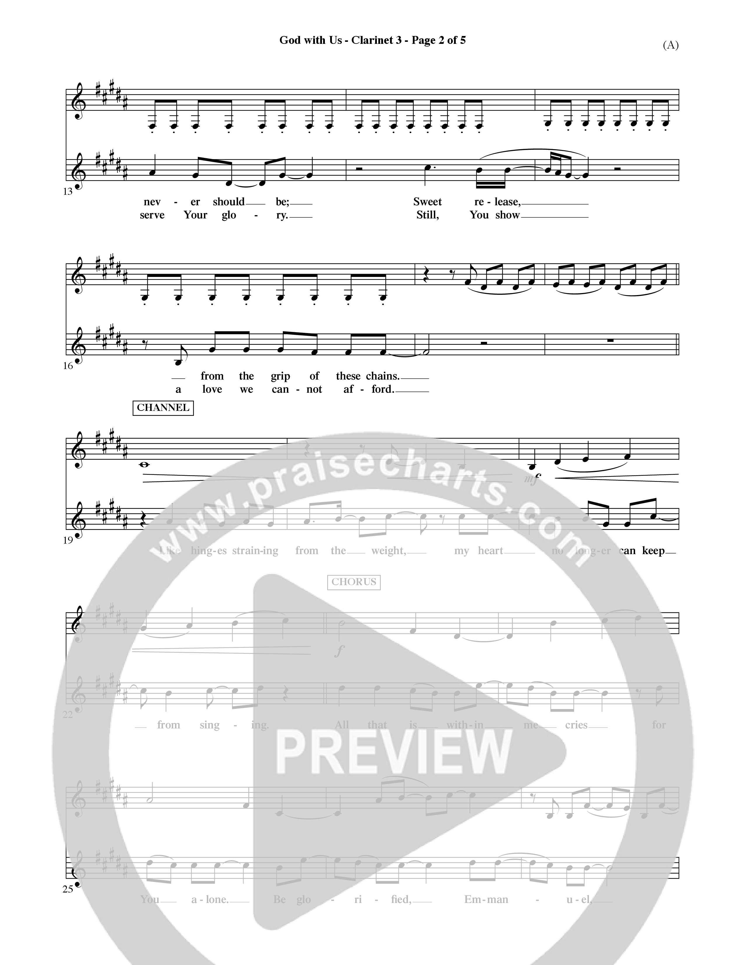 God With Us (Choral Anthem SATB) Clarinet 3 (Word Music Choral / Orch. David Shipps)
