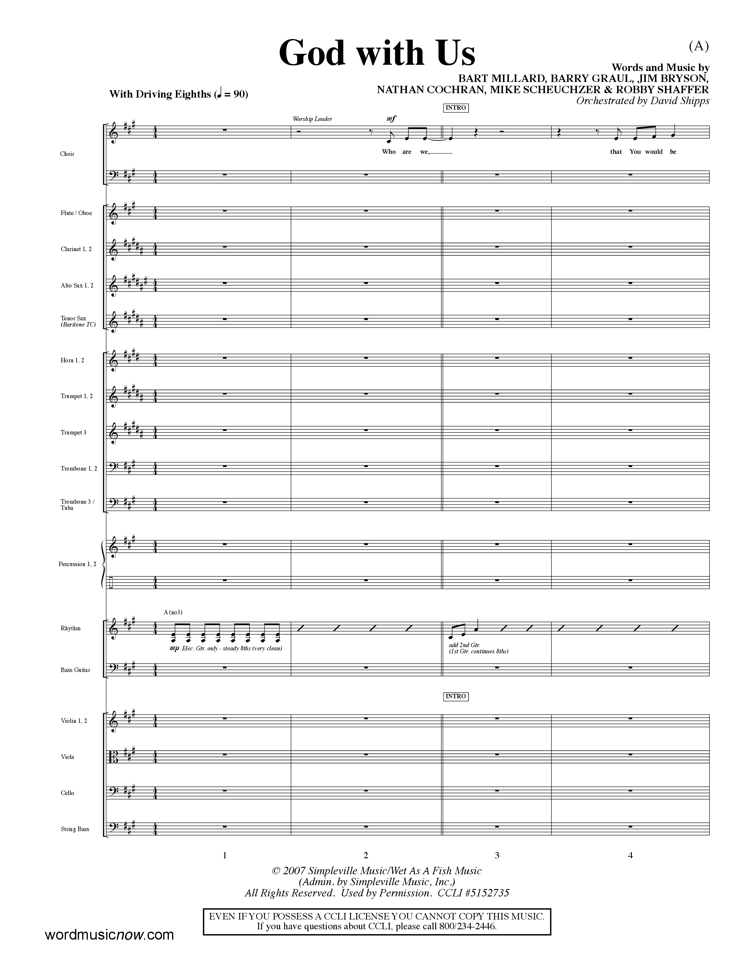 God With Us (Choral Anthem SATB) Orchestration (Word Music Choral / Orch. David Shipps)