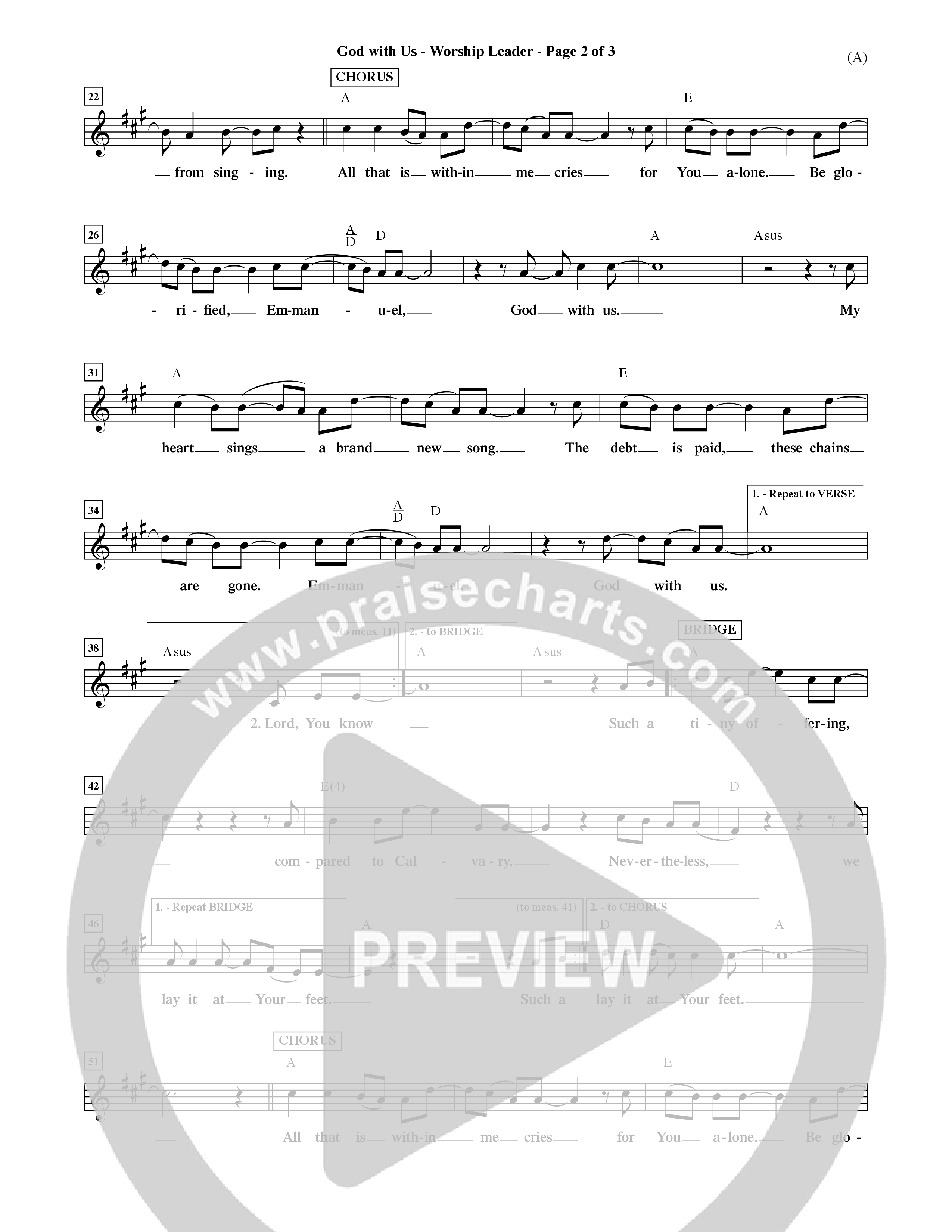 God With Us (Choral Anthem SATB) Lead Sheet (Mel) (Word Music Choral / Orch. David Shipps)