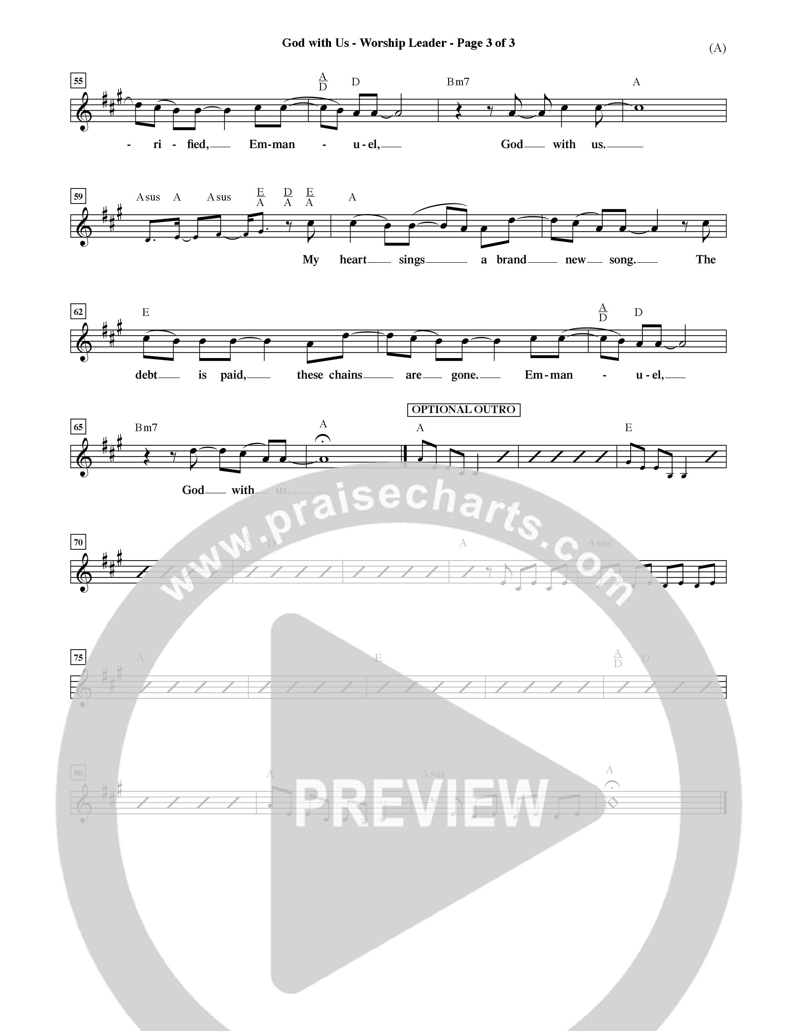 God With Us (Choral Anthem SATB) Lead Sheet (Mel) (Word Music Choral / Orch. David Shipps)