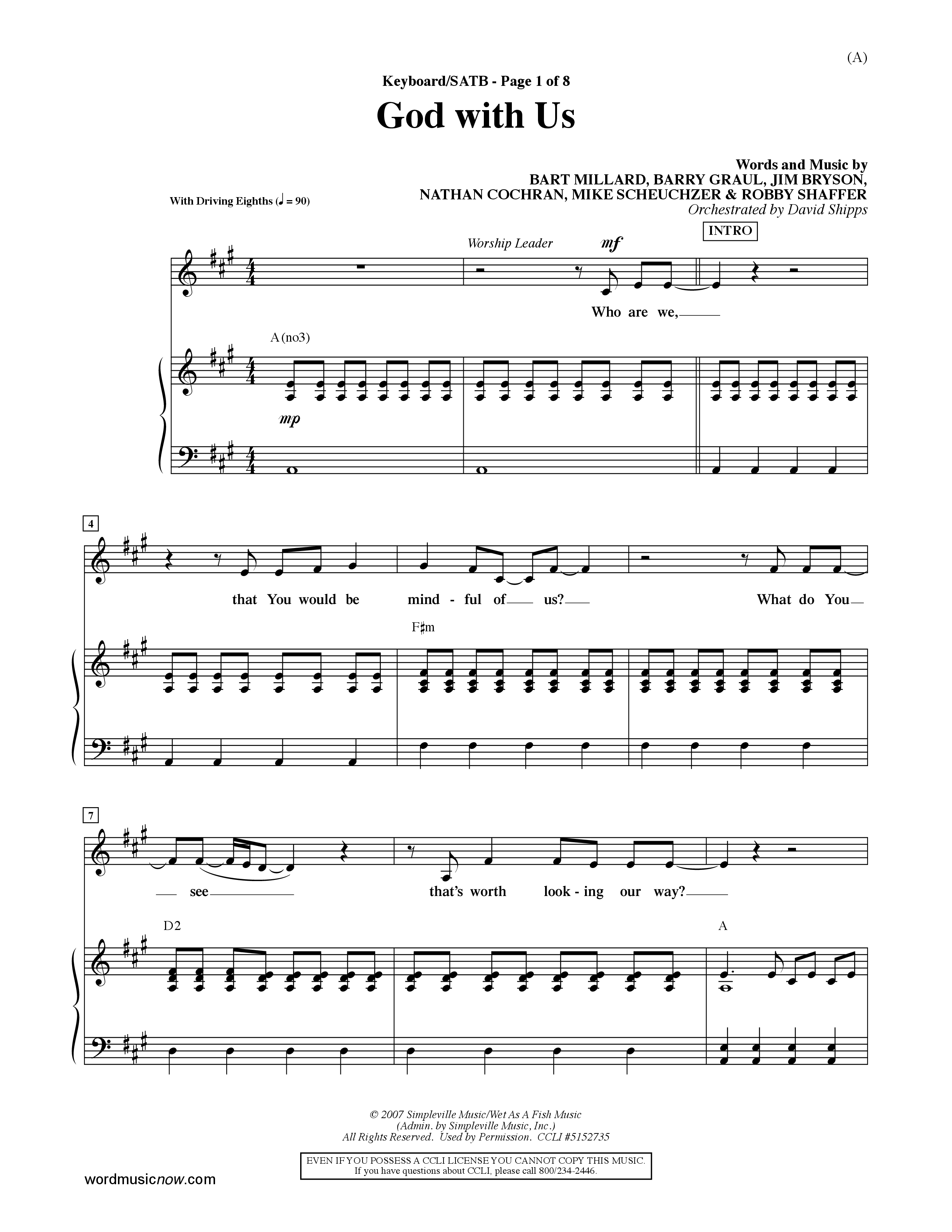 God With Us (Choral Anthem SATB) Keyboard/Vocal (SATB) (Word Music Choral / Orch. David Shipps)