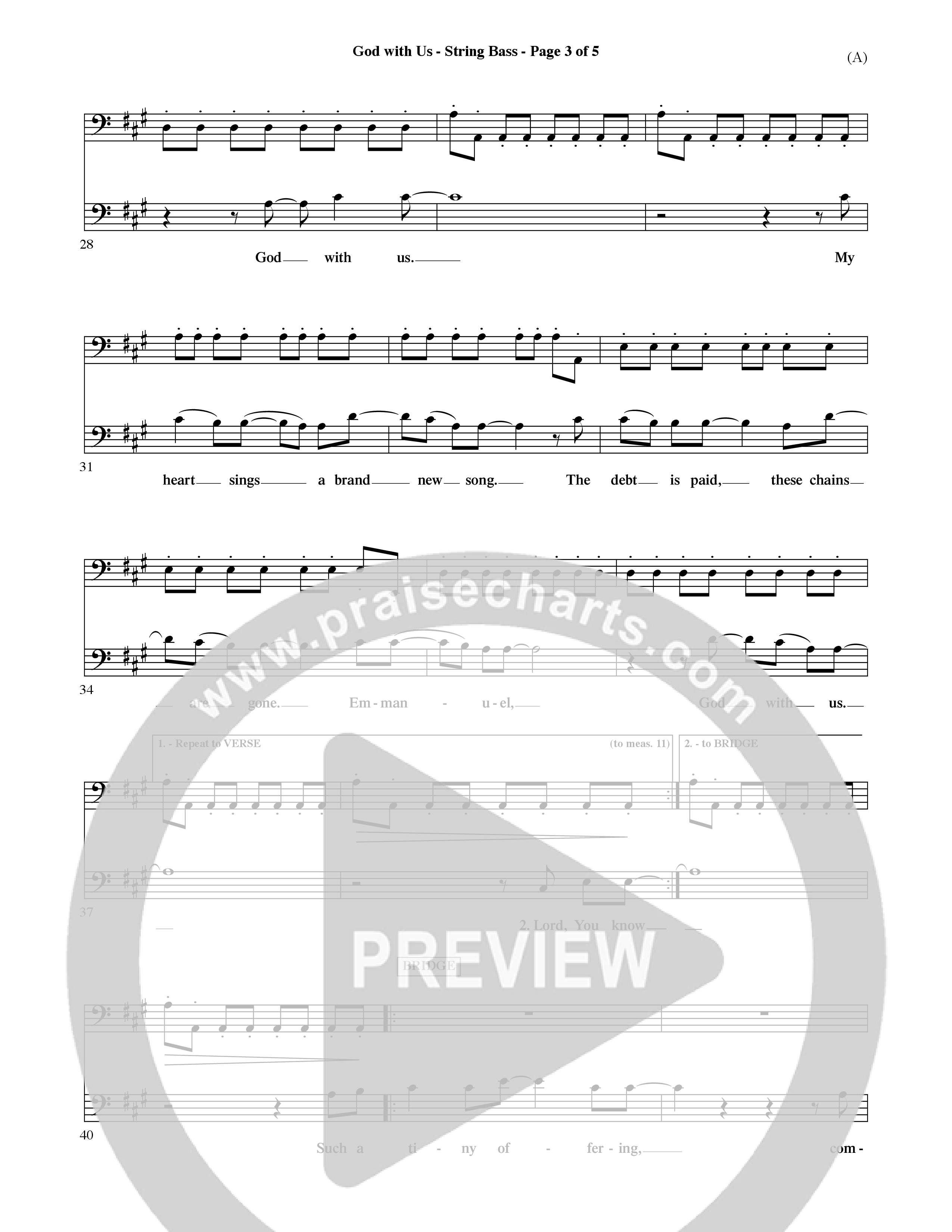 God With Us (Choral Anthem SATB) String Bass (Word Music Choral / Orch. David Shipps)