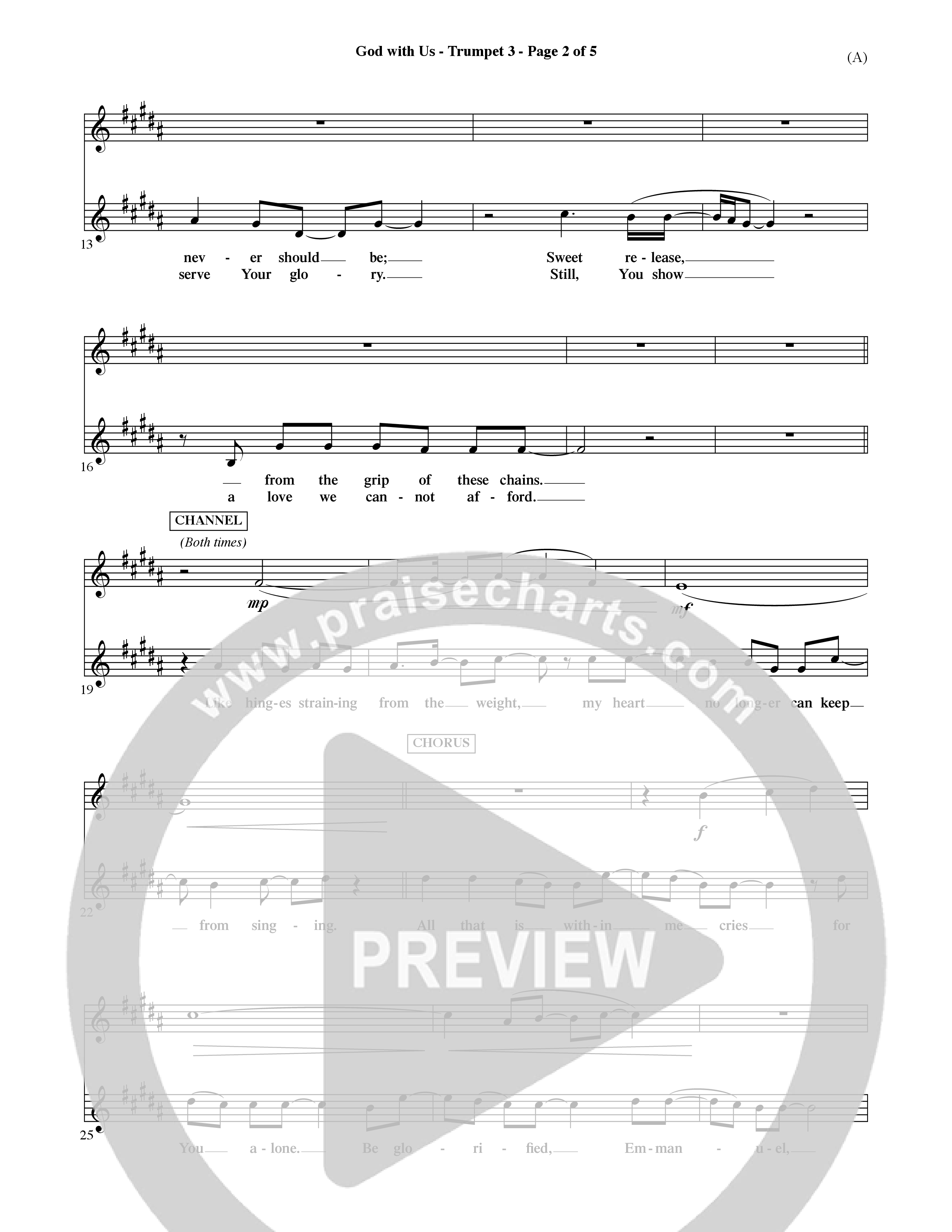 God With Us (Choral Anthem SATB) Trumpet 3 (Word Music Choral / Orch. David Shipps)
