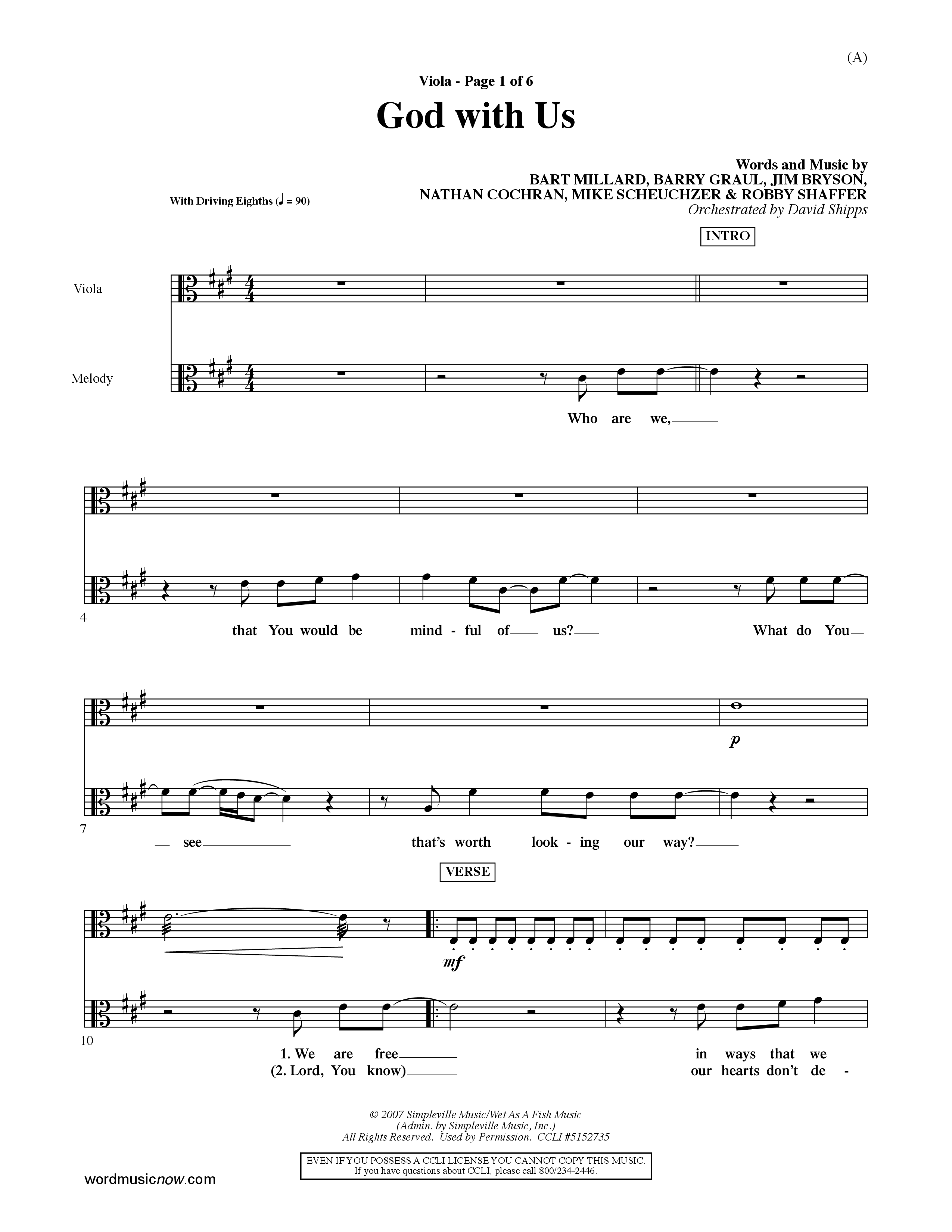 God With Us (Choral Anthem SATB) Viola (Word Music Choral / Orch. David Shipps)
