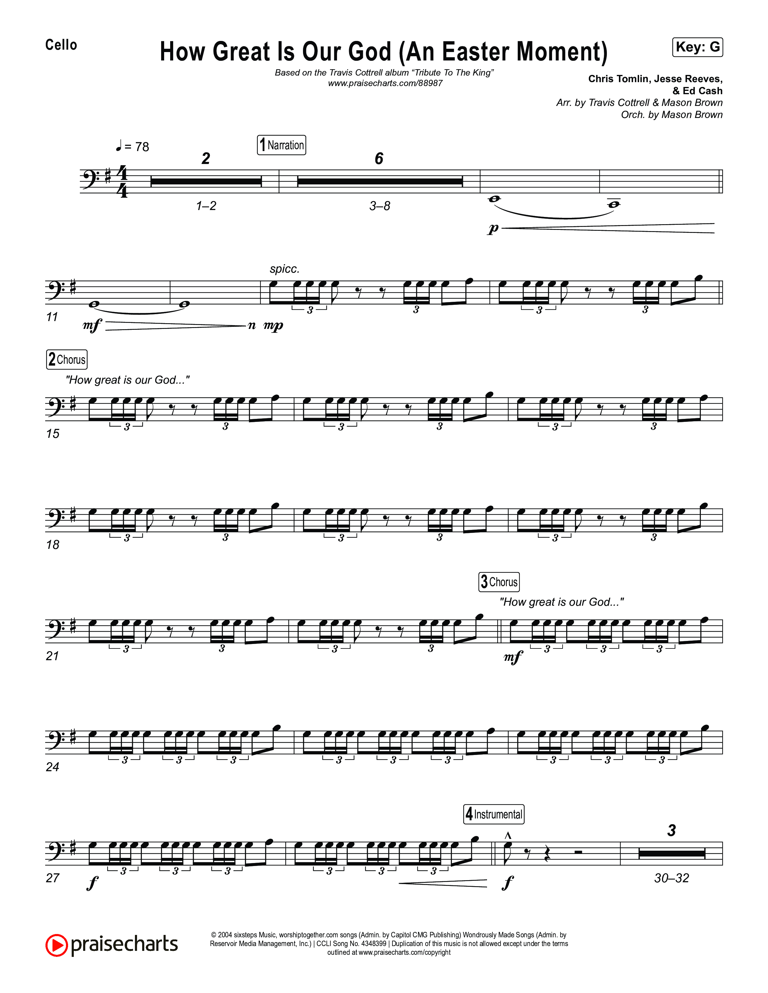 How Great Is Our God (An Easter Moment) (Choral/SATB) Cello (Travis Cottrell / Arr. Mason Brown)