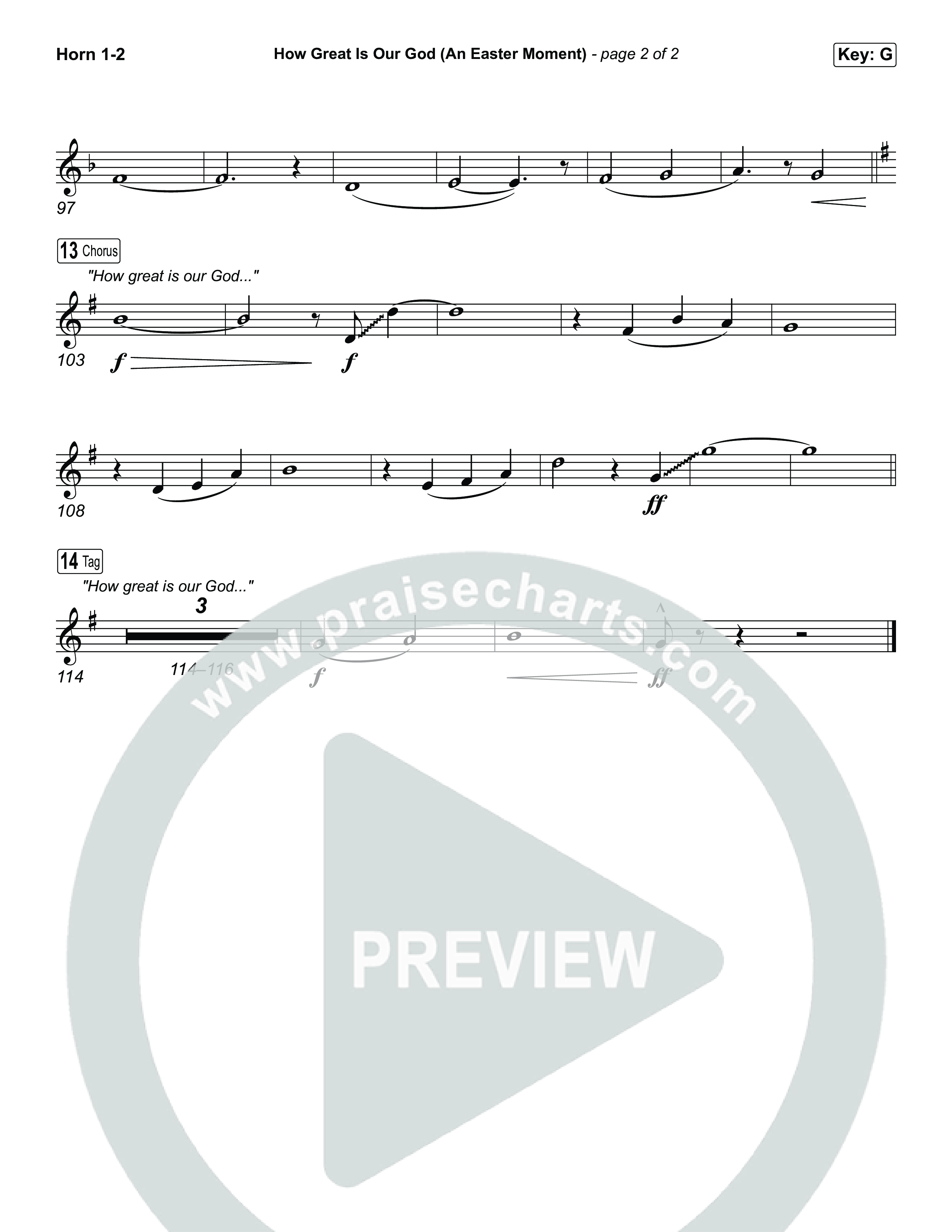 How Great Is Our God (An Easter Moment) (Choral/SATB) French Horn 1,2 (Travis Cottrell / Arr. Mason Brown)