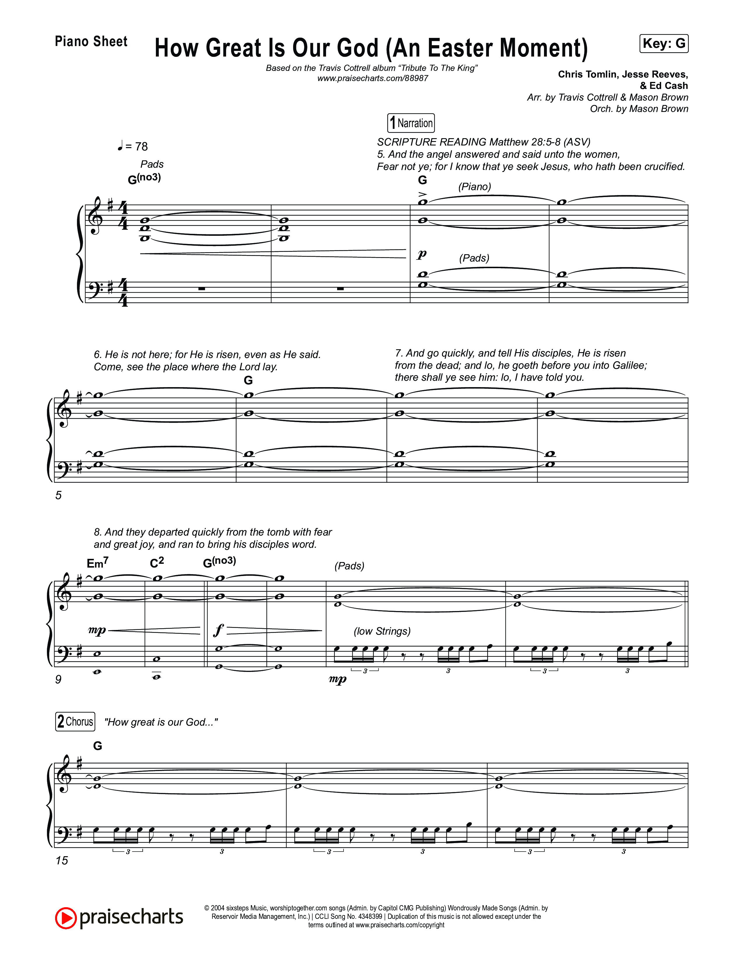 How Great Is Our God (An Easter Moment) (Choral/SATB) Piano Sheet (Travis Cottrell / Arr. Mason Brown)