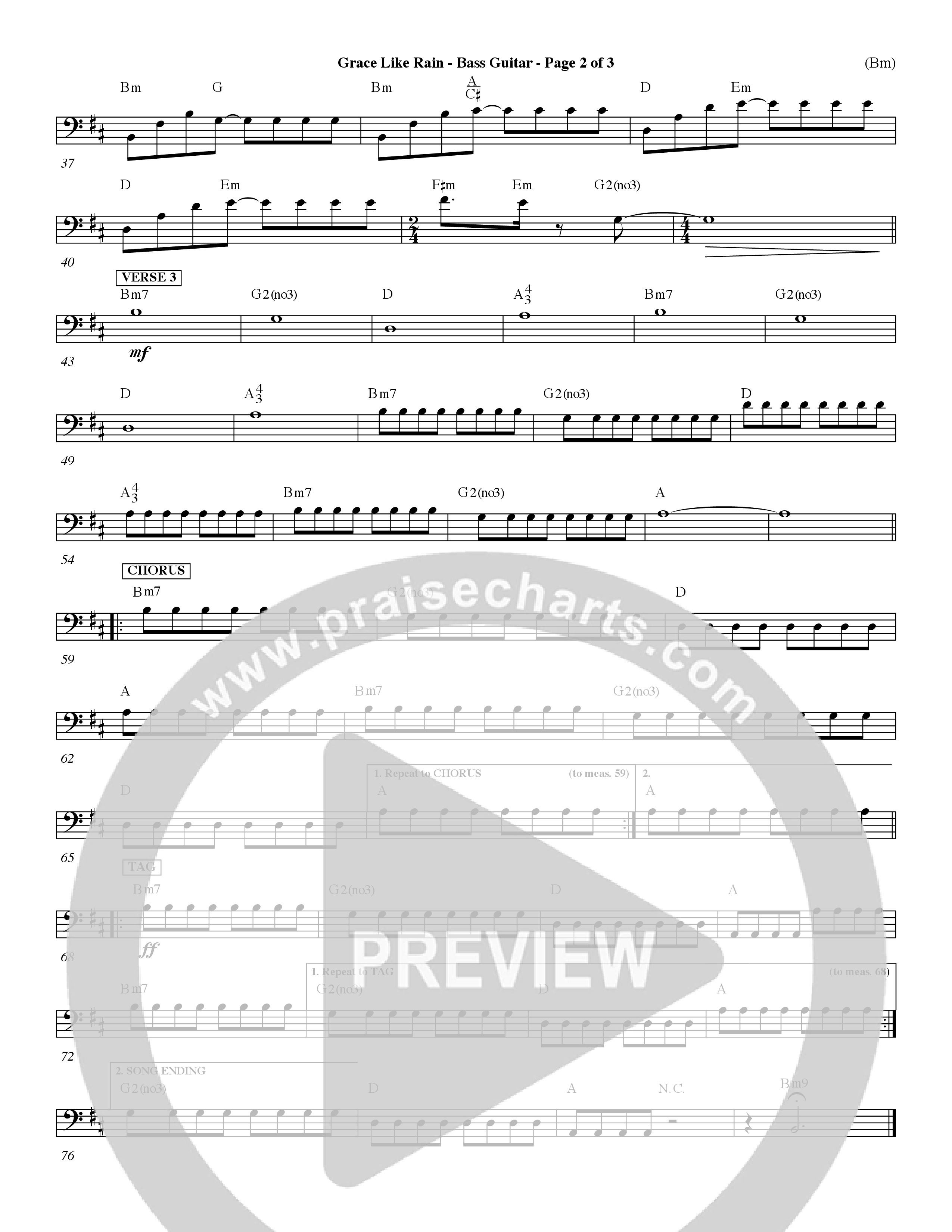 Grace Like Rain (Choral Anthem SATB) Bass Guitar (Word Music Choral / Orch. Dave Williamson)