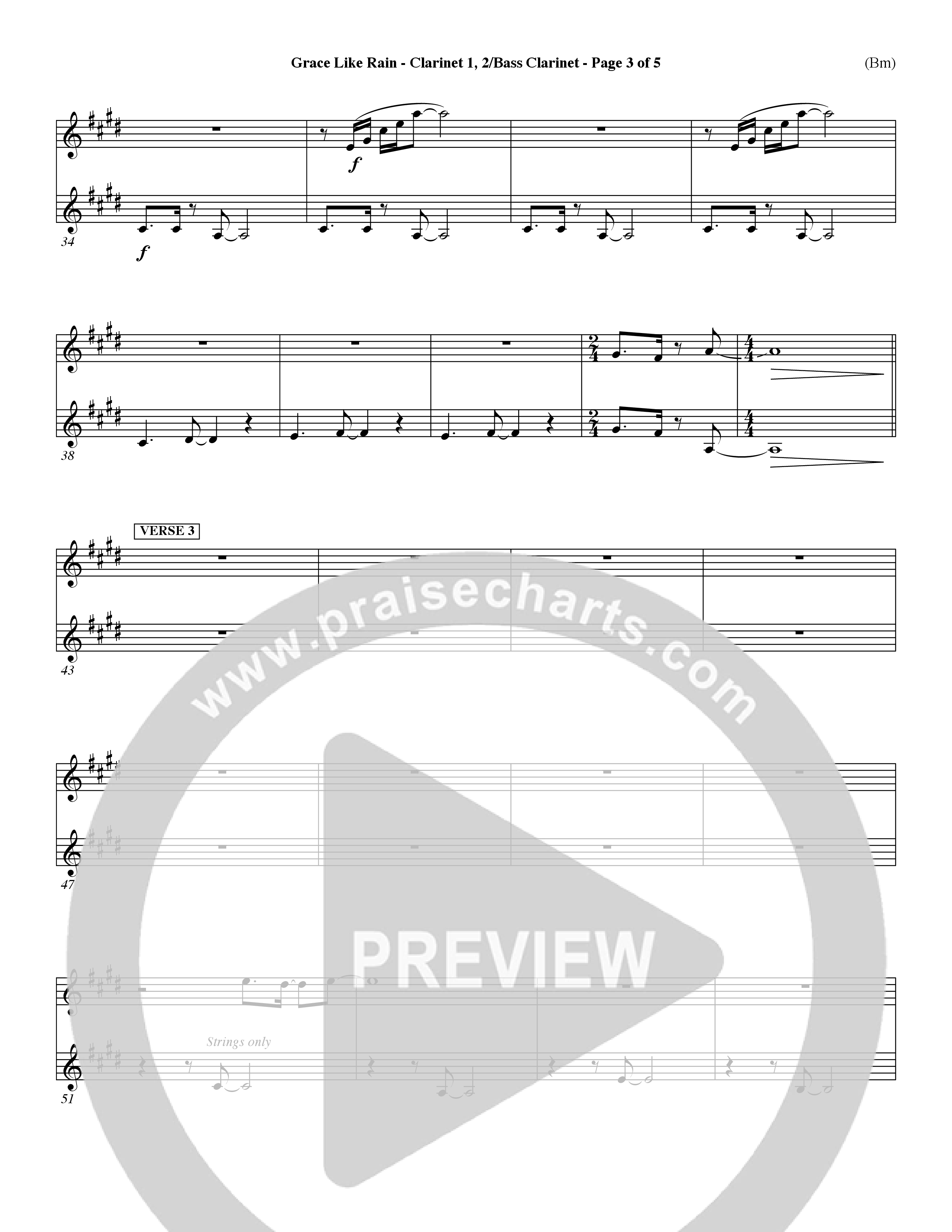 Grace Like Rain (Choral Anthem SATB) Clarinet (Word Music Choral / Orch. Dave Williamson)