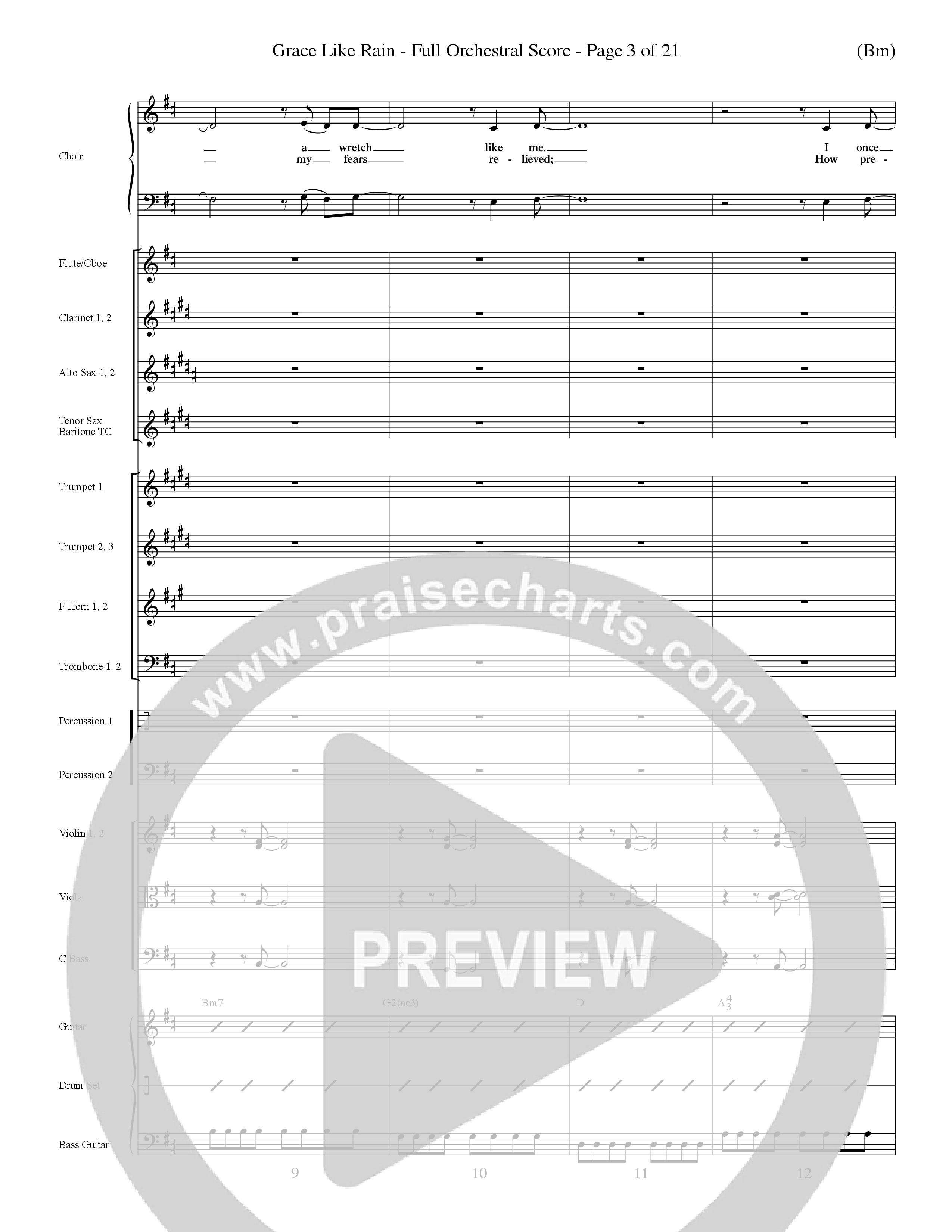 Grace Like Rain (Choral Anthem SATB) Orchestration (Word Music Choral / Orch. Dave Williamson)