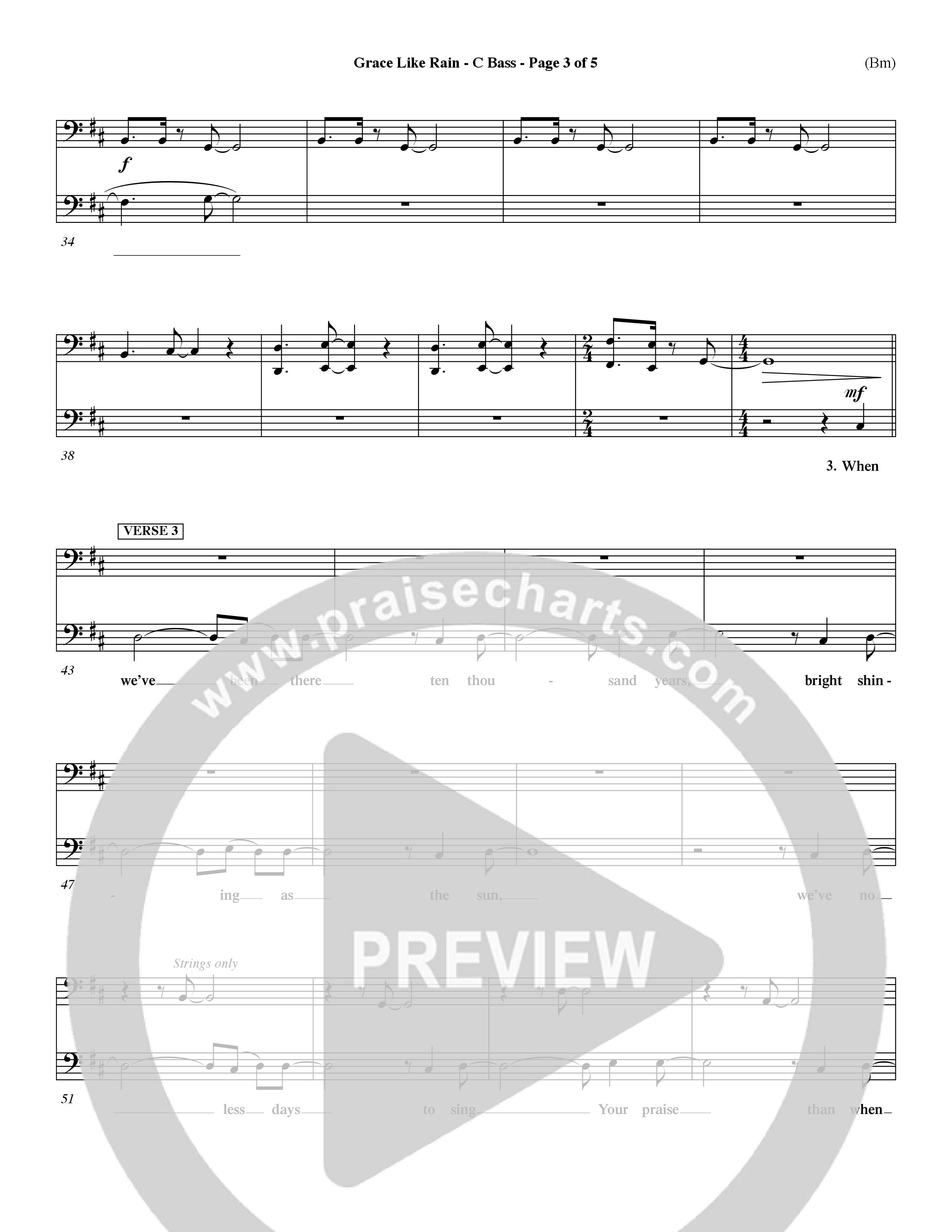 Grace Like Rain (Choral Anthem SATB) Contrabass (Word Music Choral / Orch. Dave Williamson)