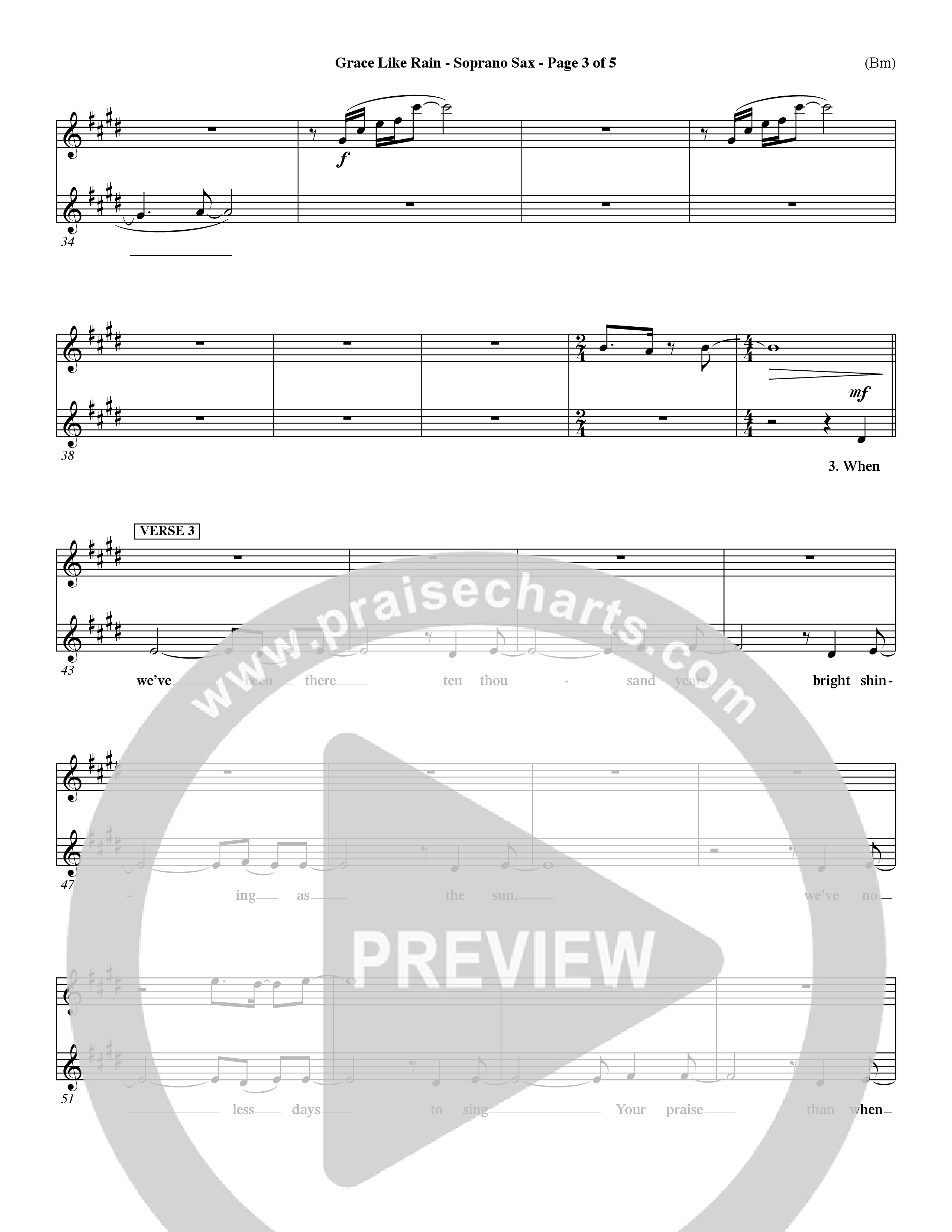 Grace Like Rain (Choral Anthem SATB) Saxophone (Word Music Choral / Orch. Dave Williamson)