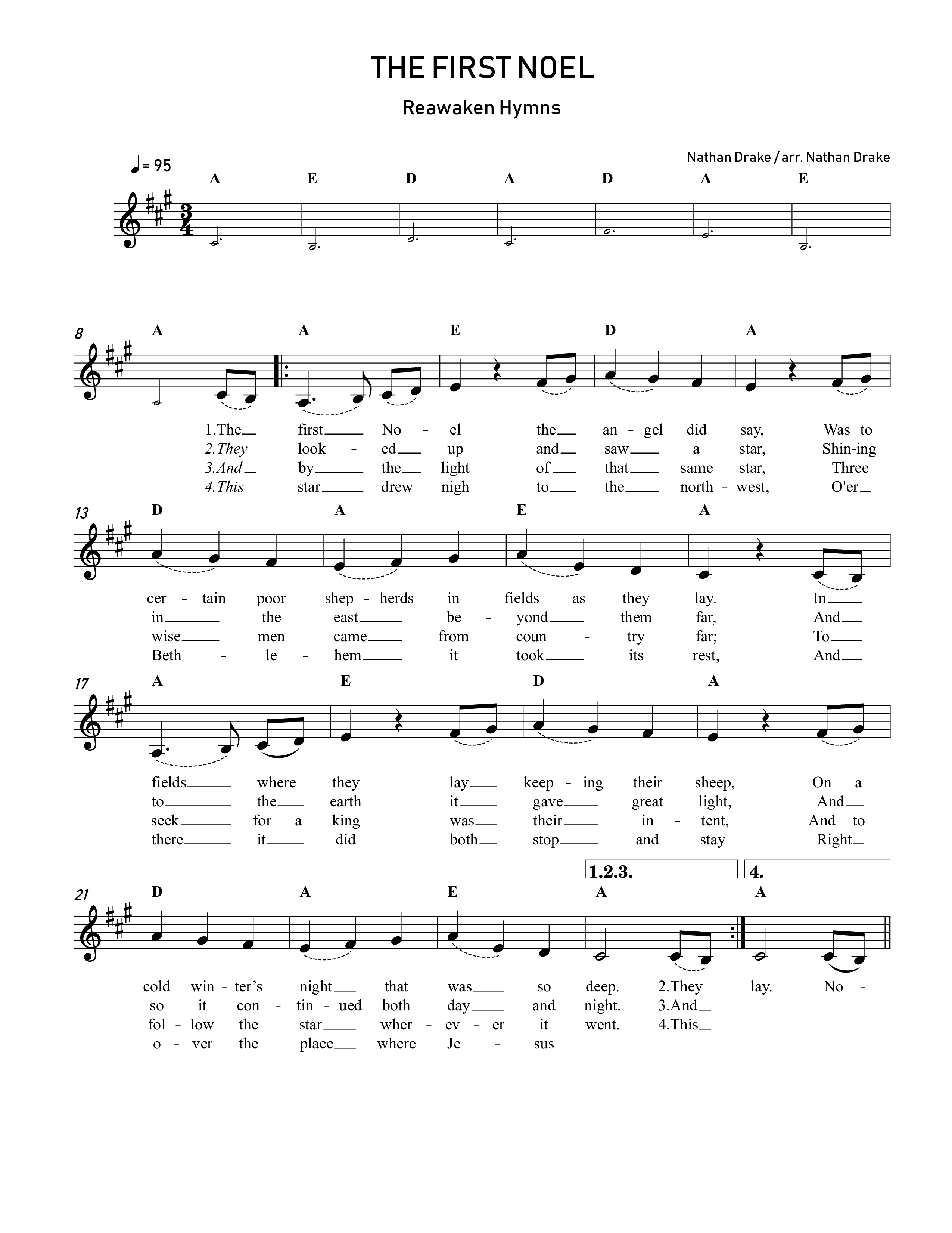 The First Noel Lead Sheet Melody (Reawaken Hymns)