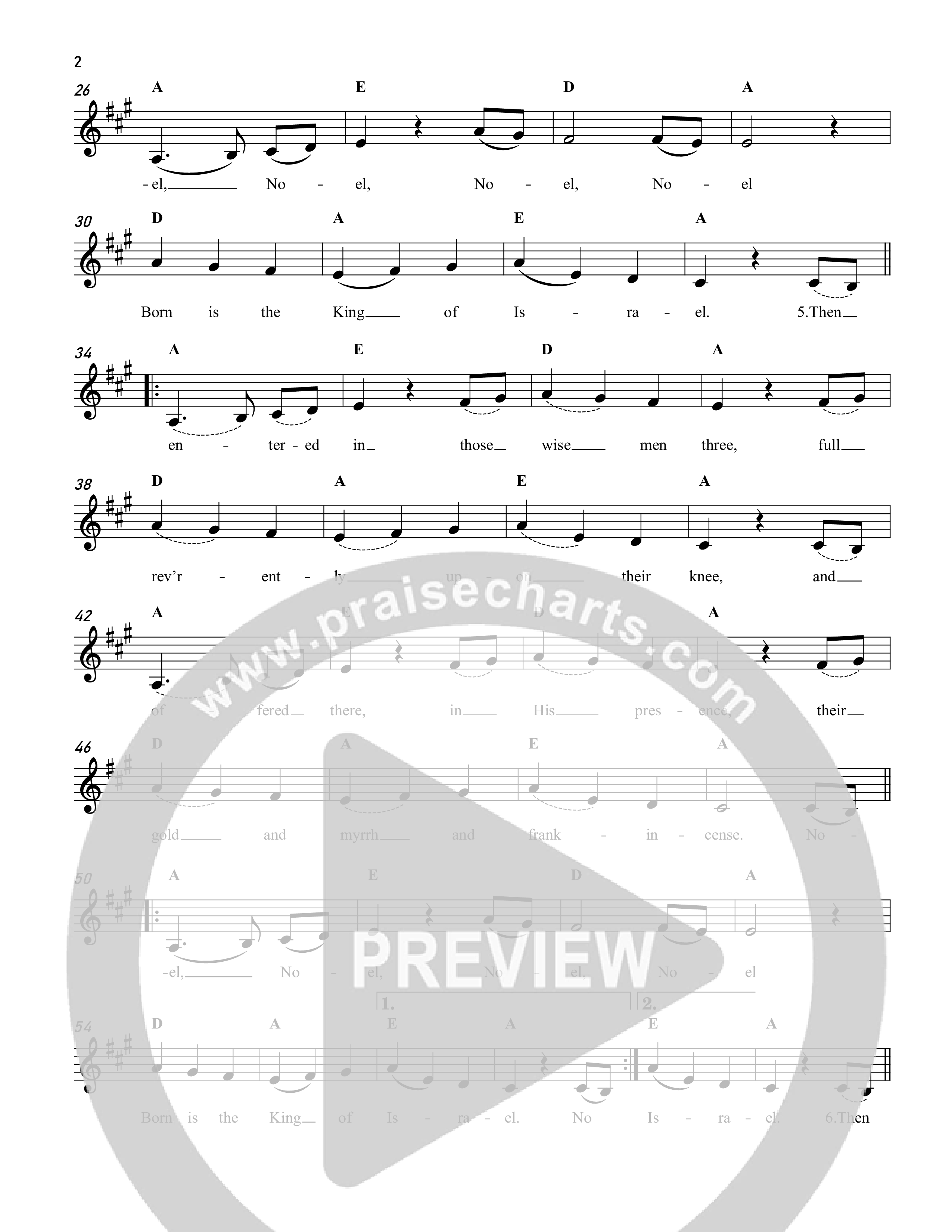 The First Noel Lead Sheet Melody (Reawaken Hymns)