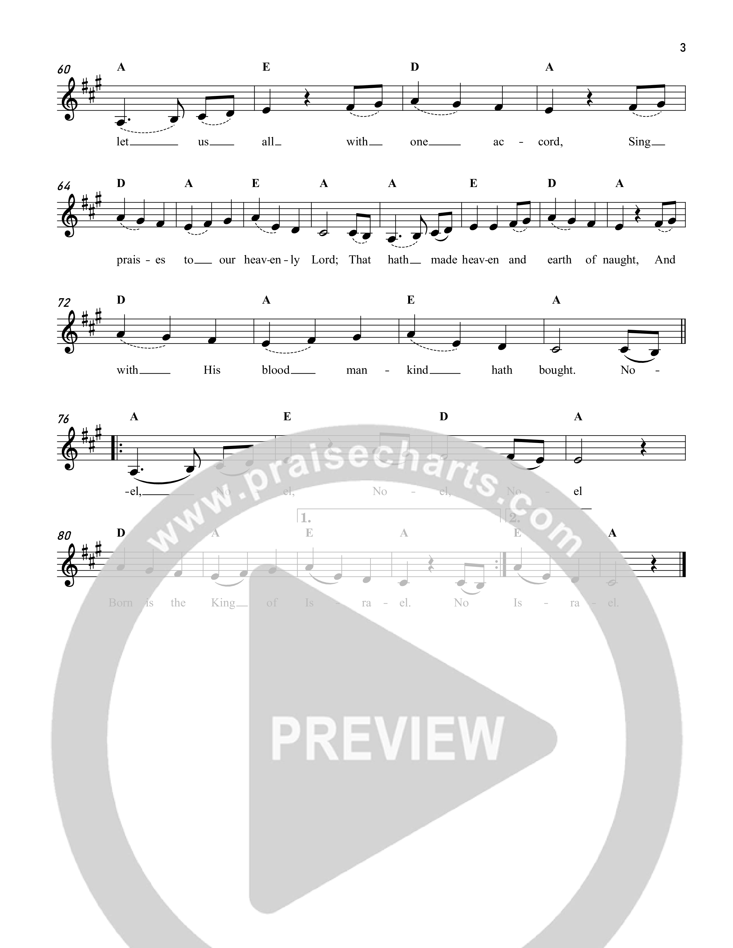 The First Noel Lead Sheet Melody (Reawaken Hymns)