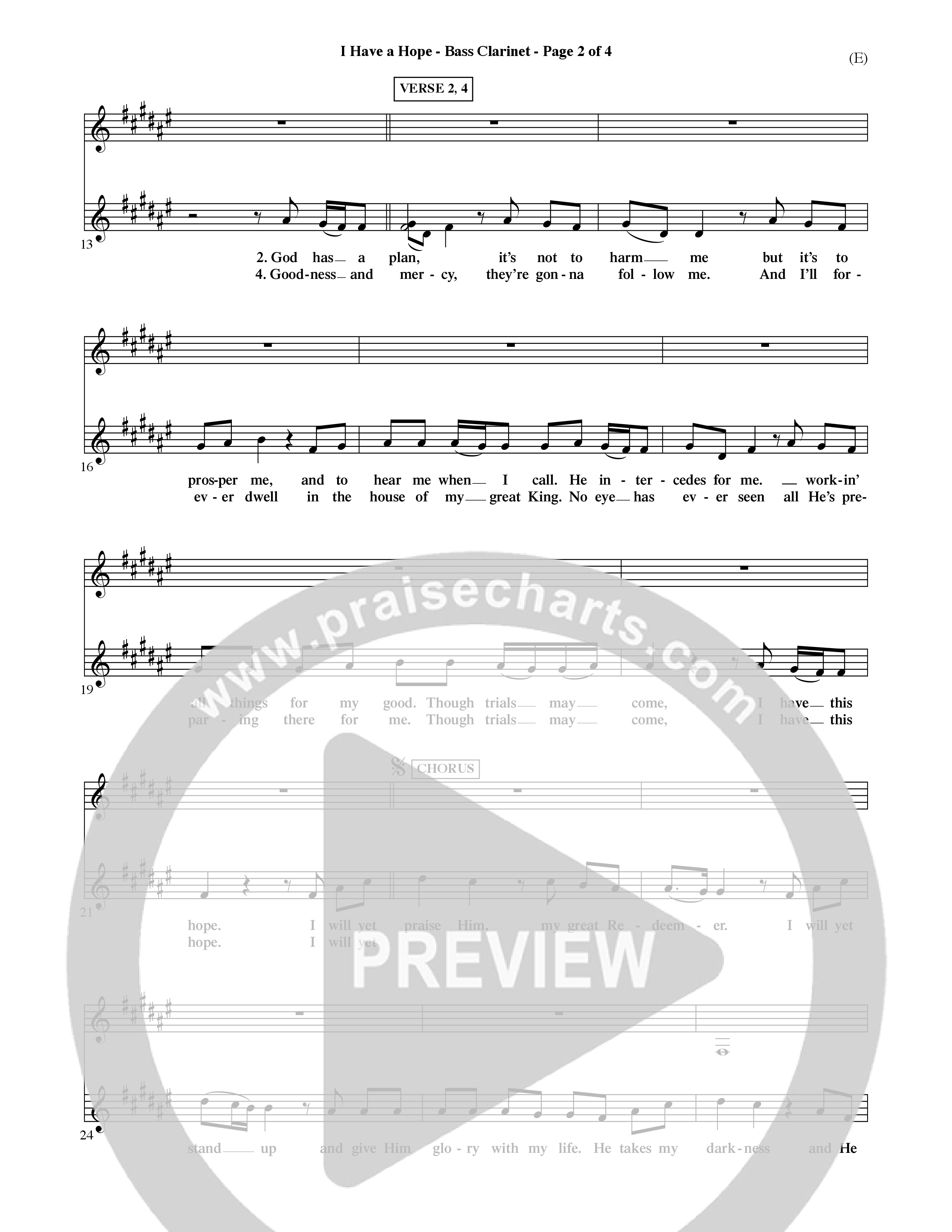I Have A Hope (Choral Anthem SATB) Bass Clarinet (Word Music Choral / Orch. David McKay)
