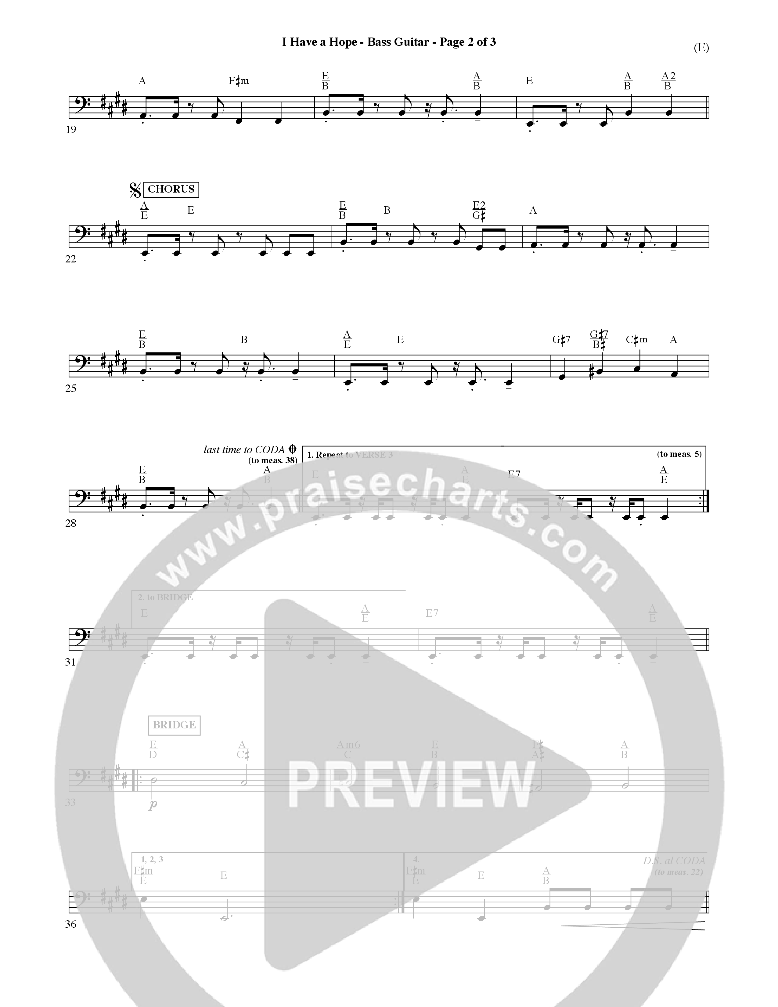 I Have A Hope (Choral Anthem SATB) Bass Guitar (Word Music Choral / Orch. David McKay)