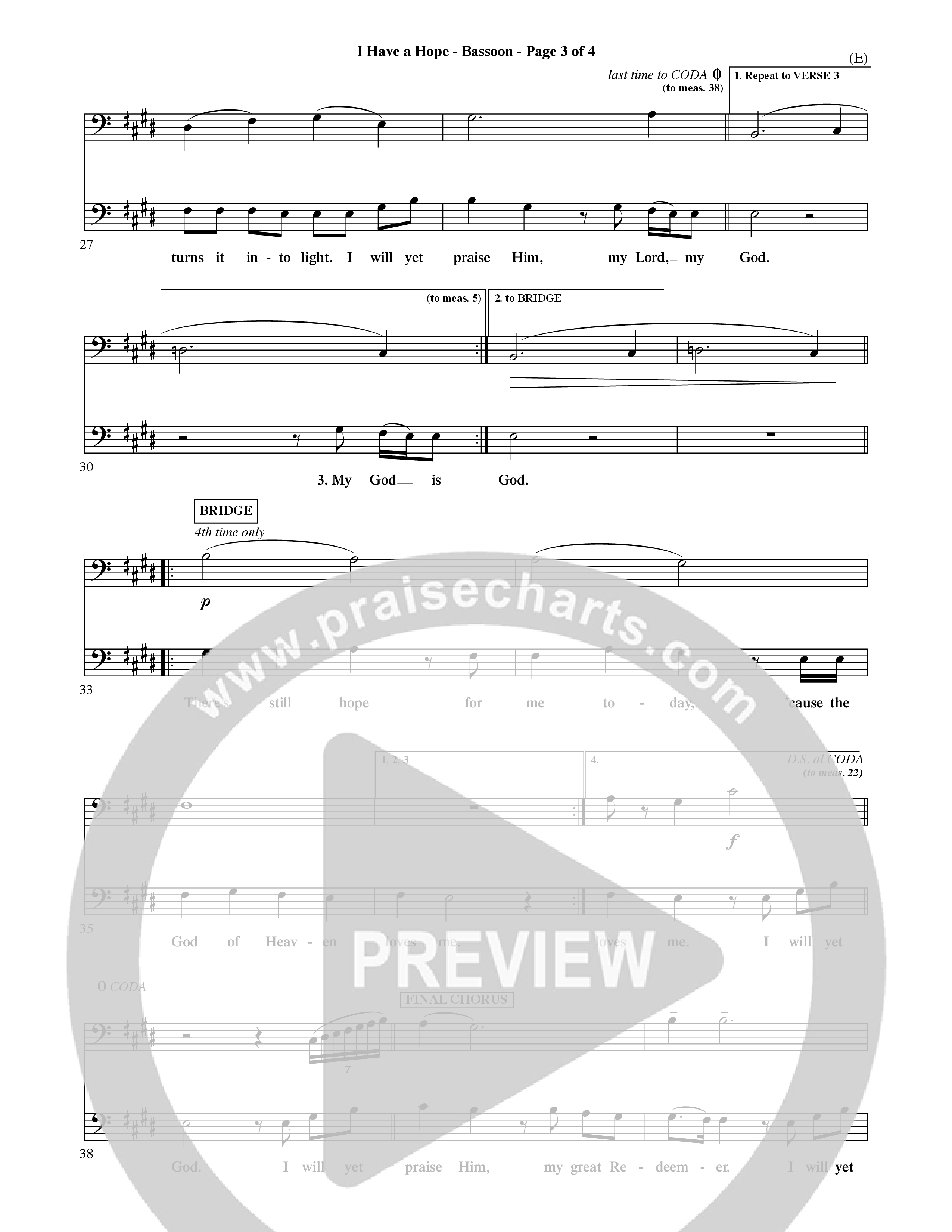 I Have A Hope (Choral Anthem SATB) Bassoon (Word Music Choral / Orch. David McKay)