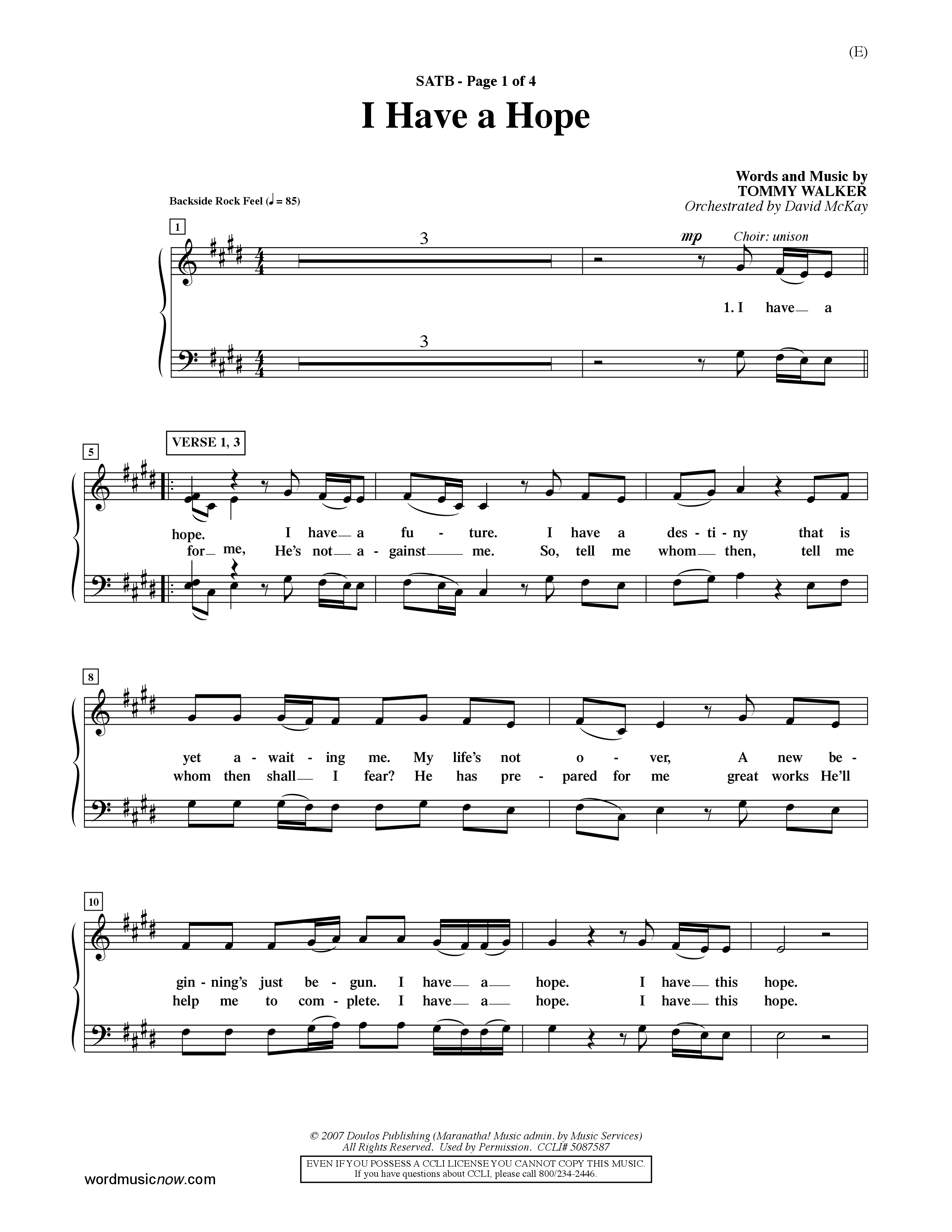 I Have A Hope (Choral Anthem SATB) Choir Sheet (SATB) (Word Music Choral / Orch. David McKay)
