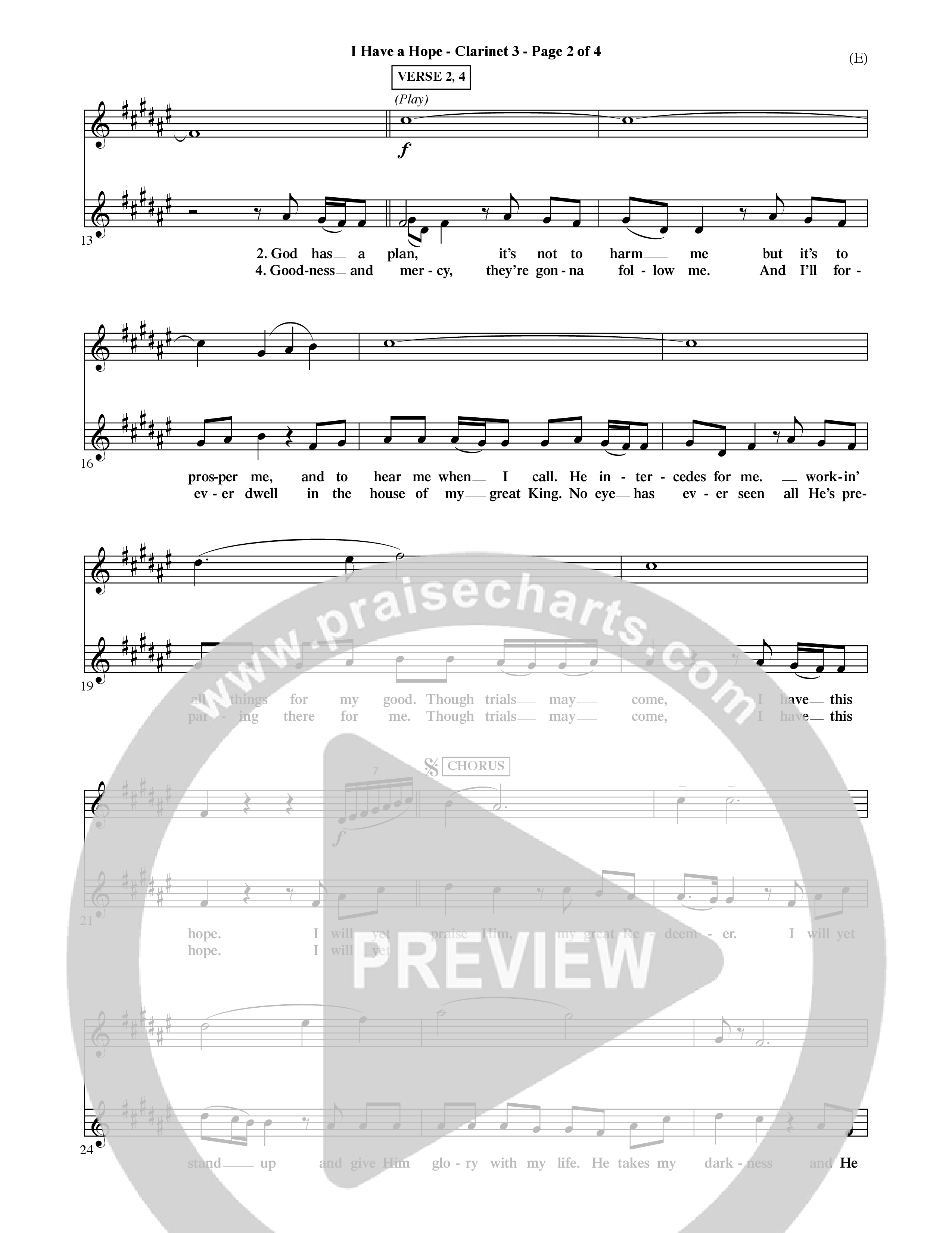I Have A Hope (Choral Anthem SATB) Clarinet 3 (Word Music Choral / Orch. David McKay)