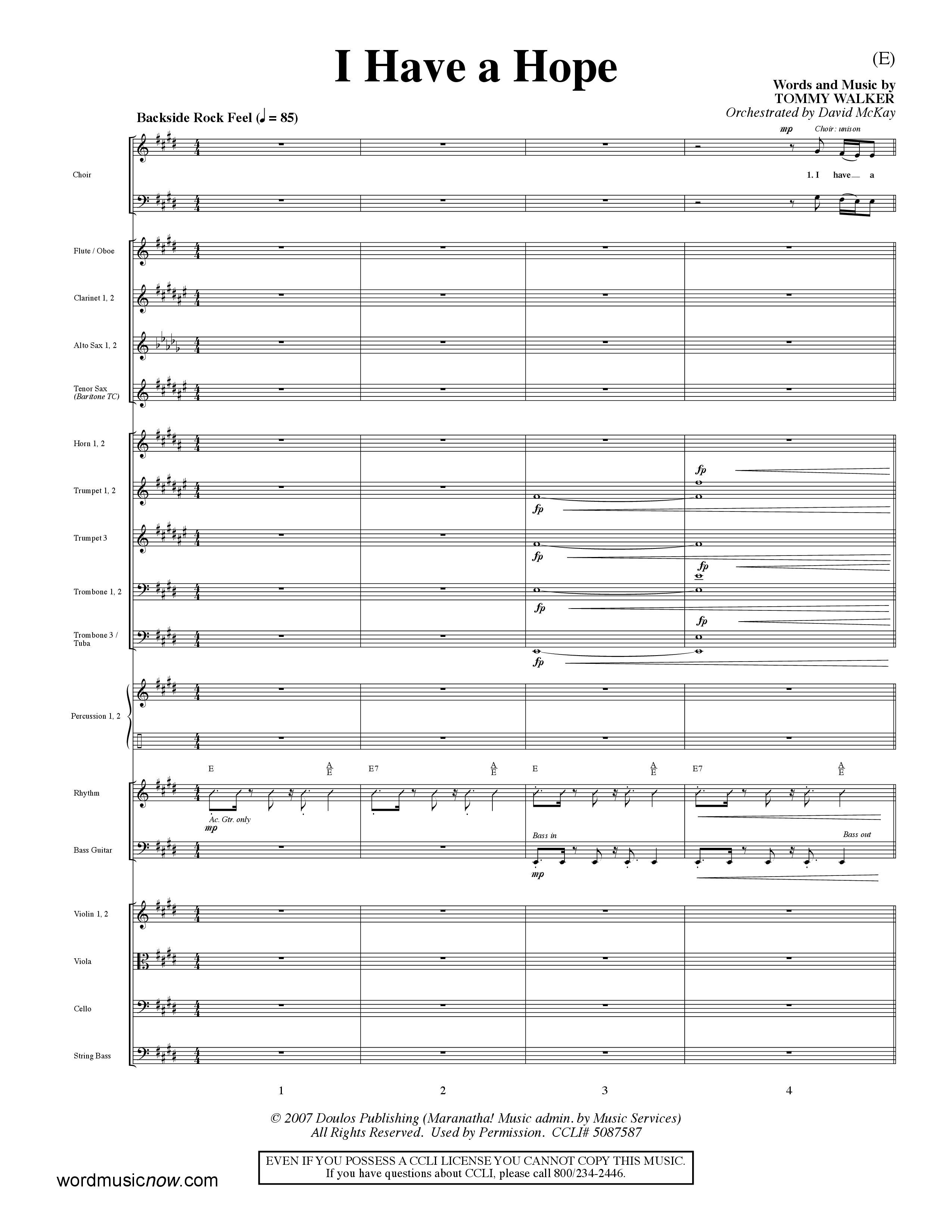 I Have A Hope (Choral Anthem SATB) Orchestration (Word Music Choral / Orch. David McKay)