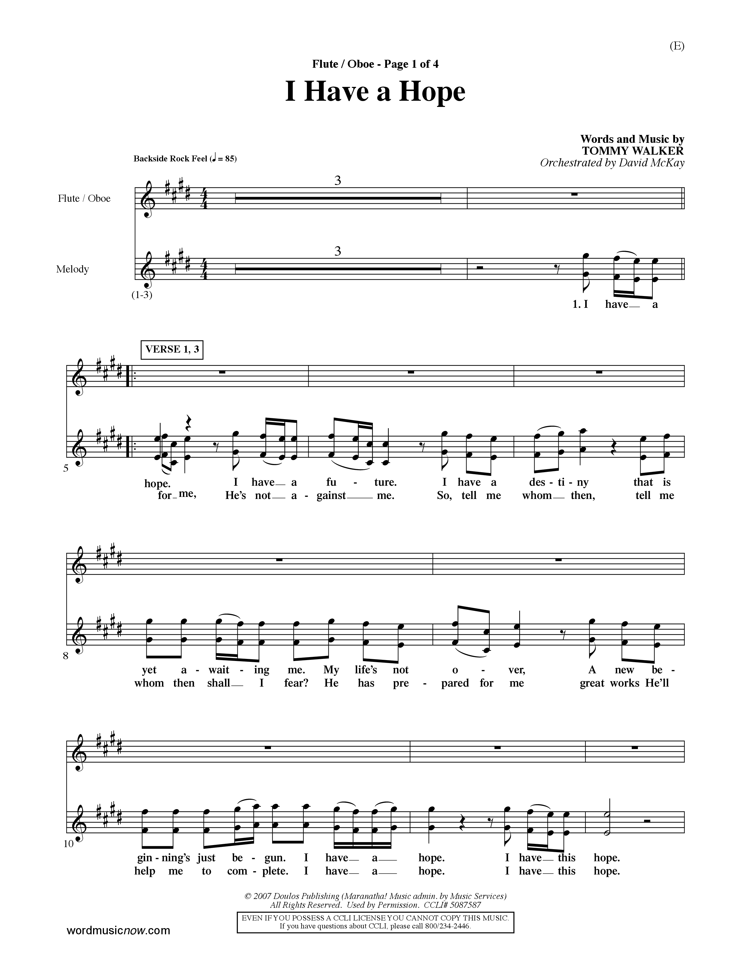 I Have A Hope (Choral Anthem SATB) Flute/Oboe (Word Music Choral / Orch. David McKay)