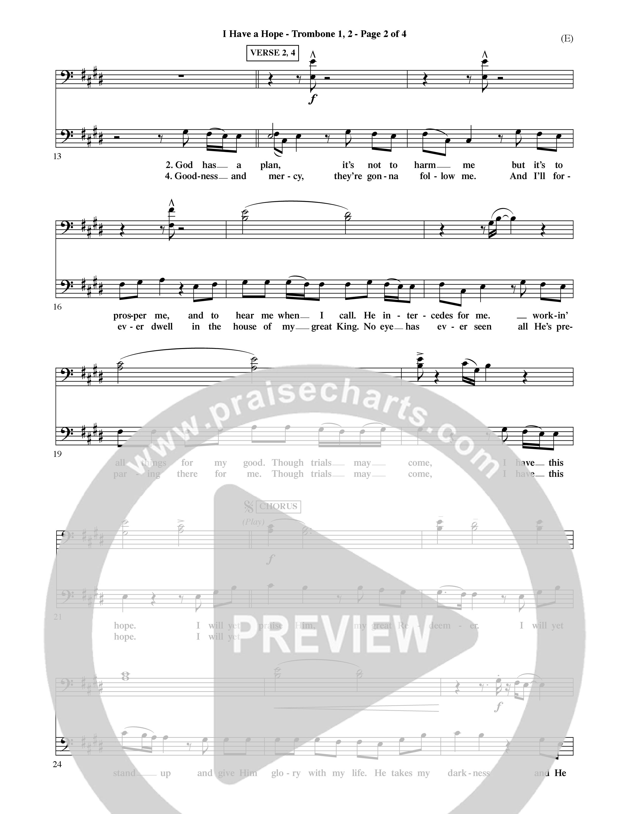 I Have A Hope (Choral Anthem SATB) Trombone 1/2 (Word Music Choral / Orch. David McKay)