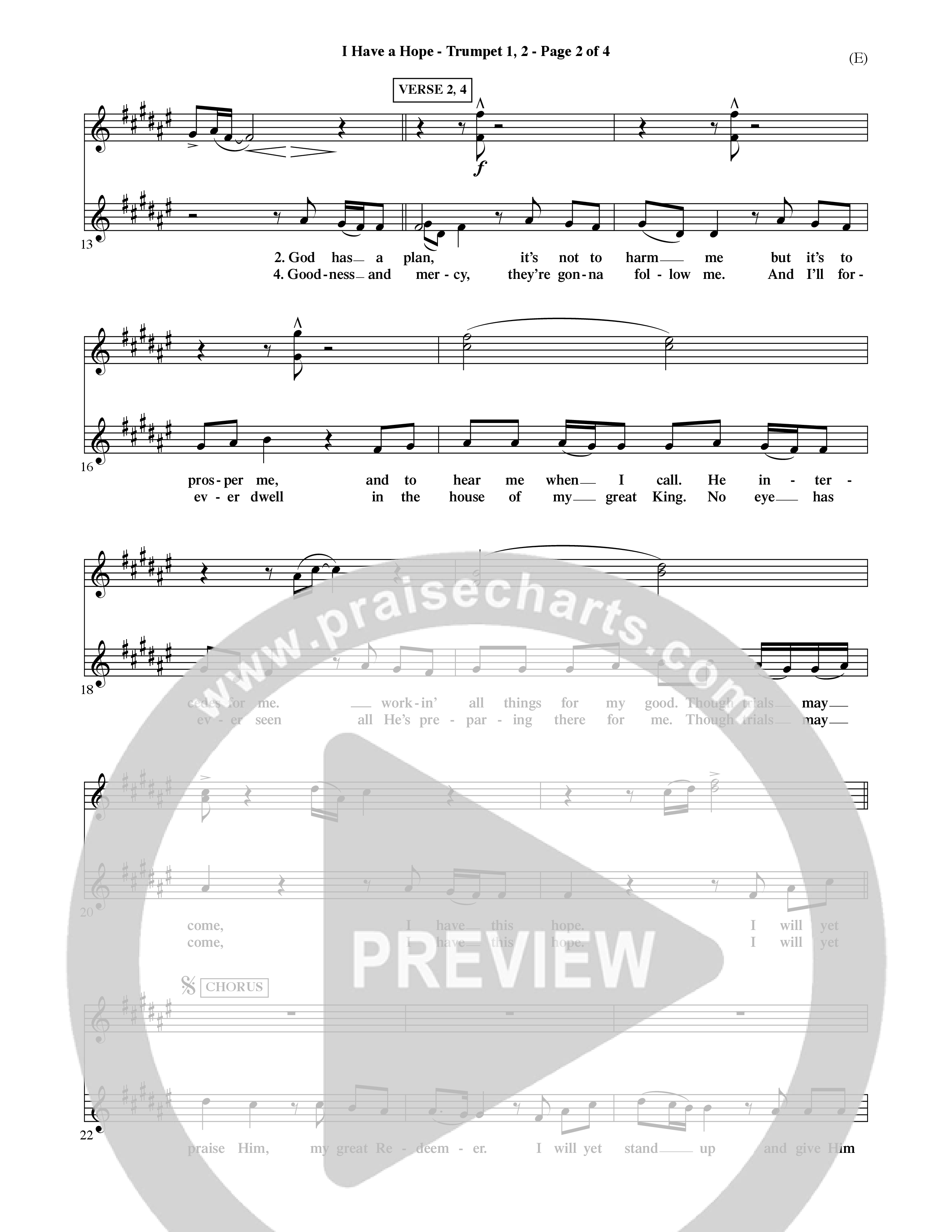 I Have A Hope (Choral Anthem SATB) Trumpet 1,2 (Word Music Choral / Orch. David McKay)