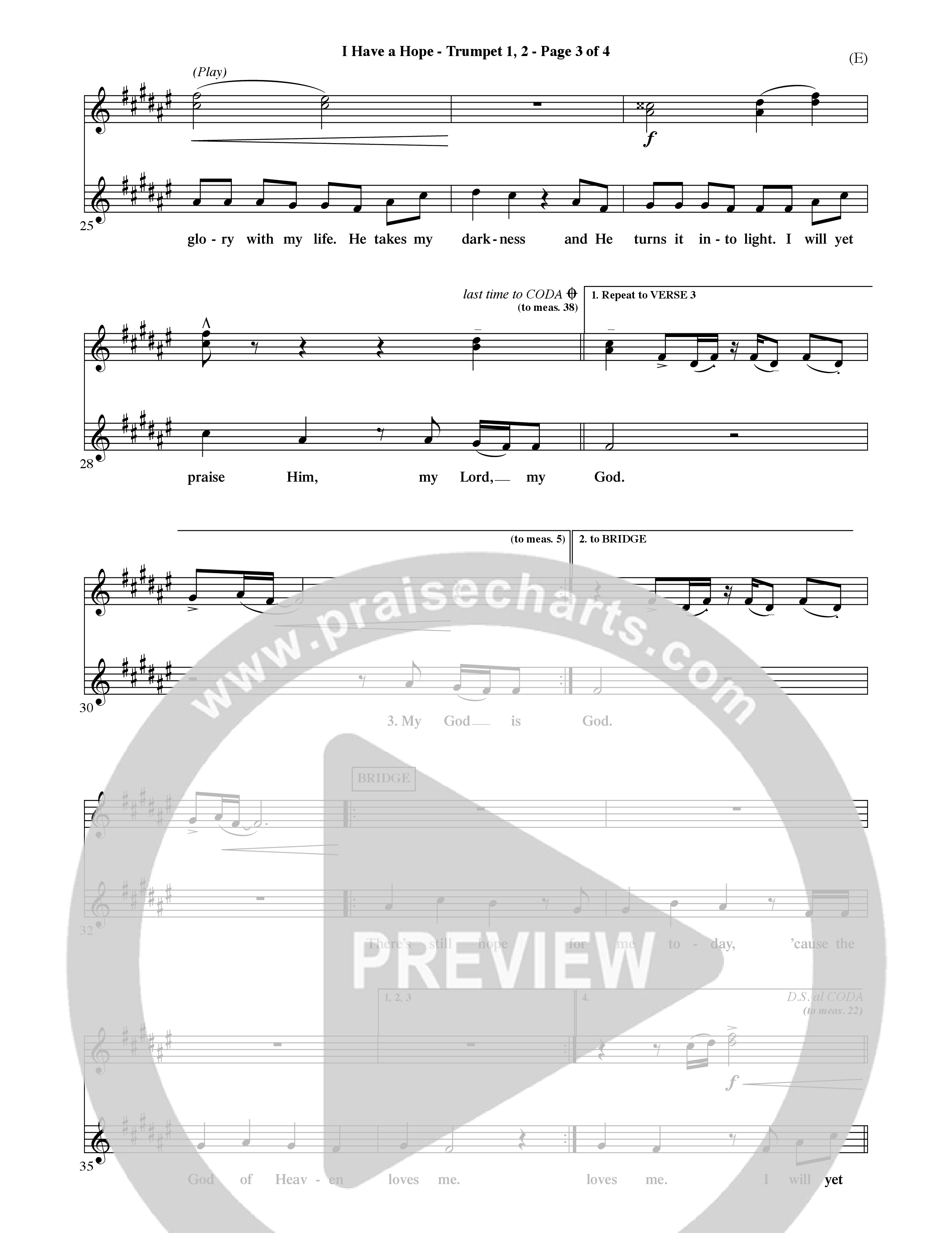 I Have A Hope (Choral Anthem SATB) Trumpet 1,2 (Word Music Choral / Orch. David McKay)