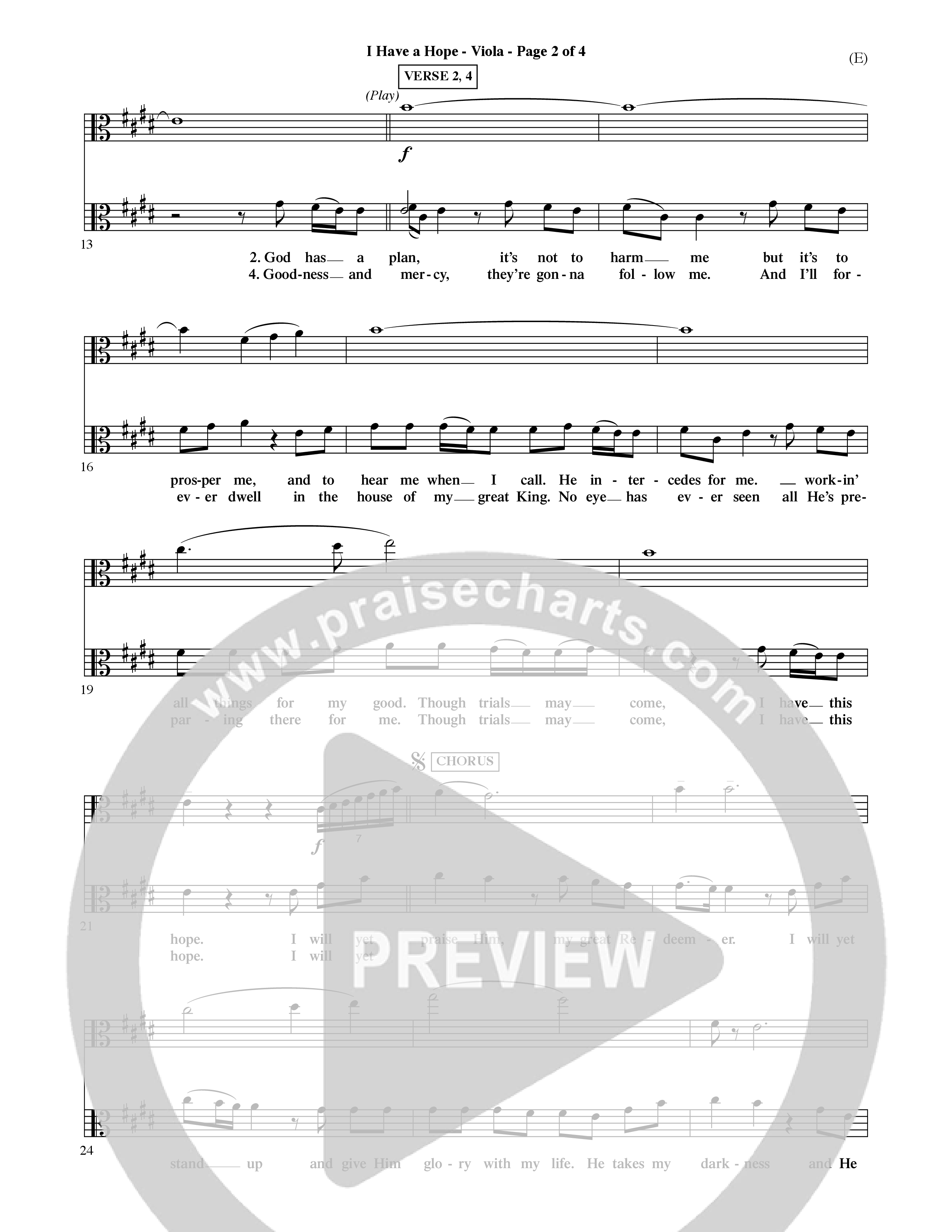 I Have A Hope (Choral Anthem SATB) Viola (Word Music Choral / Orch. David McKay)