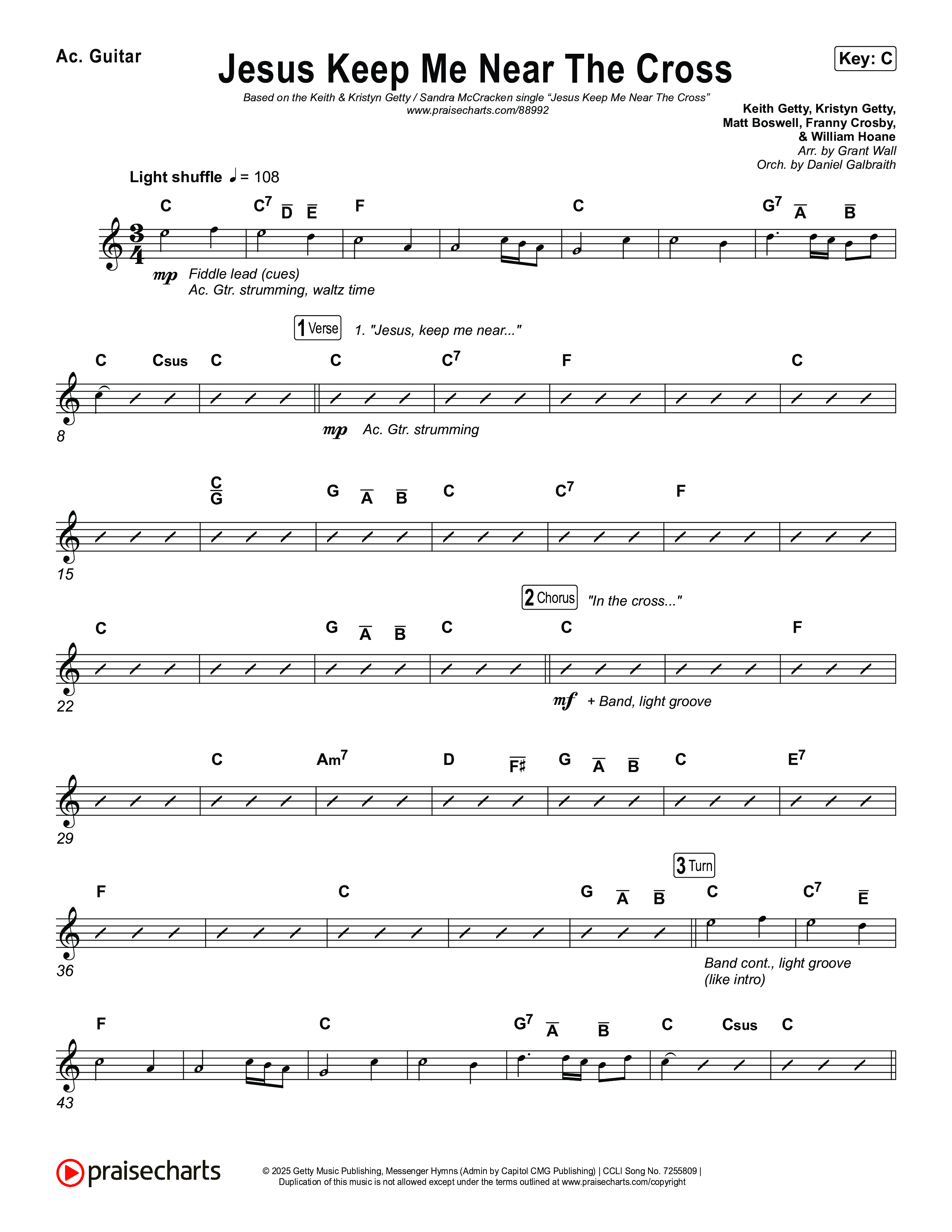 Jesus Keep Me Near The Cross Acoustic Guitar (Keith & Kristyn Getty / Sandra McCracken)