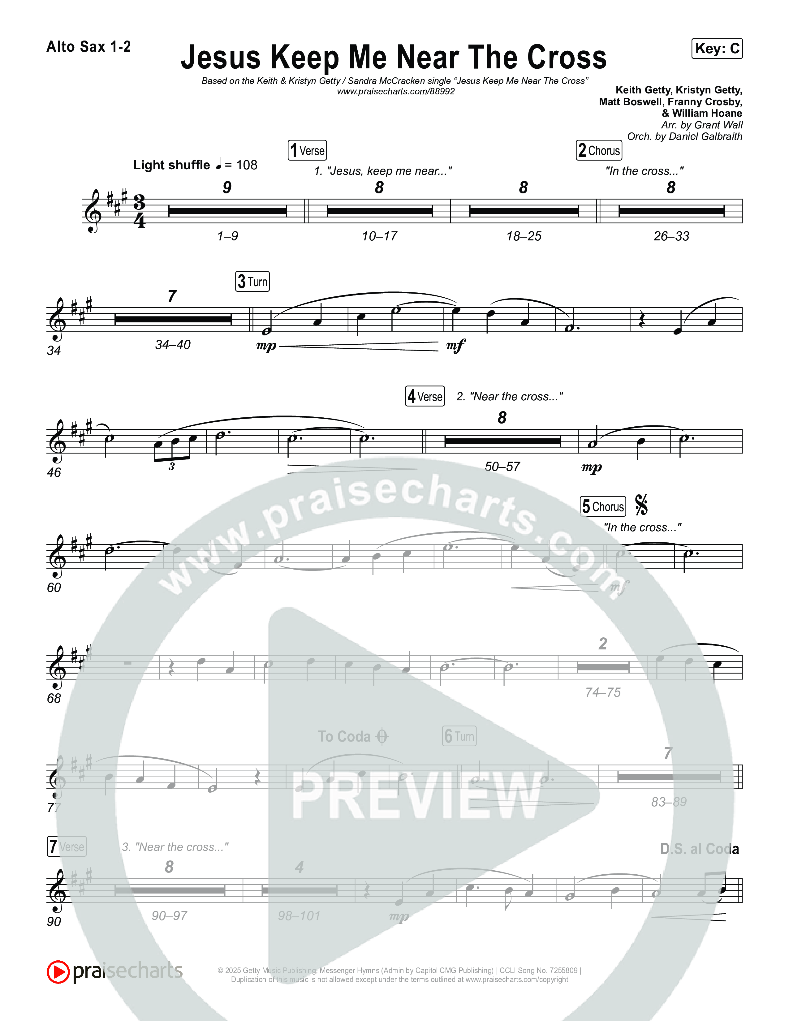 Jesus Keep Me Near The Cross Alto Sax 1,2 (Keith & Kristyn Getty / Sandra McCracken)