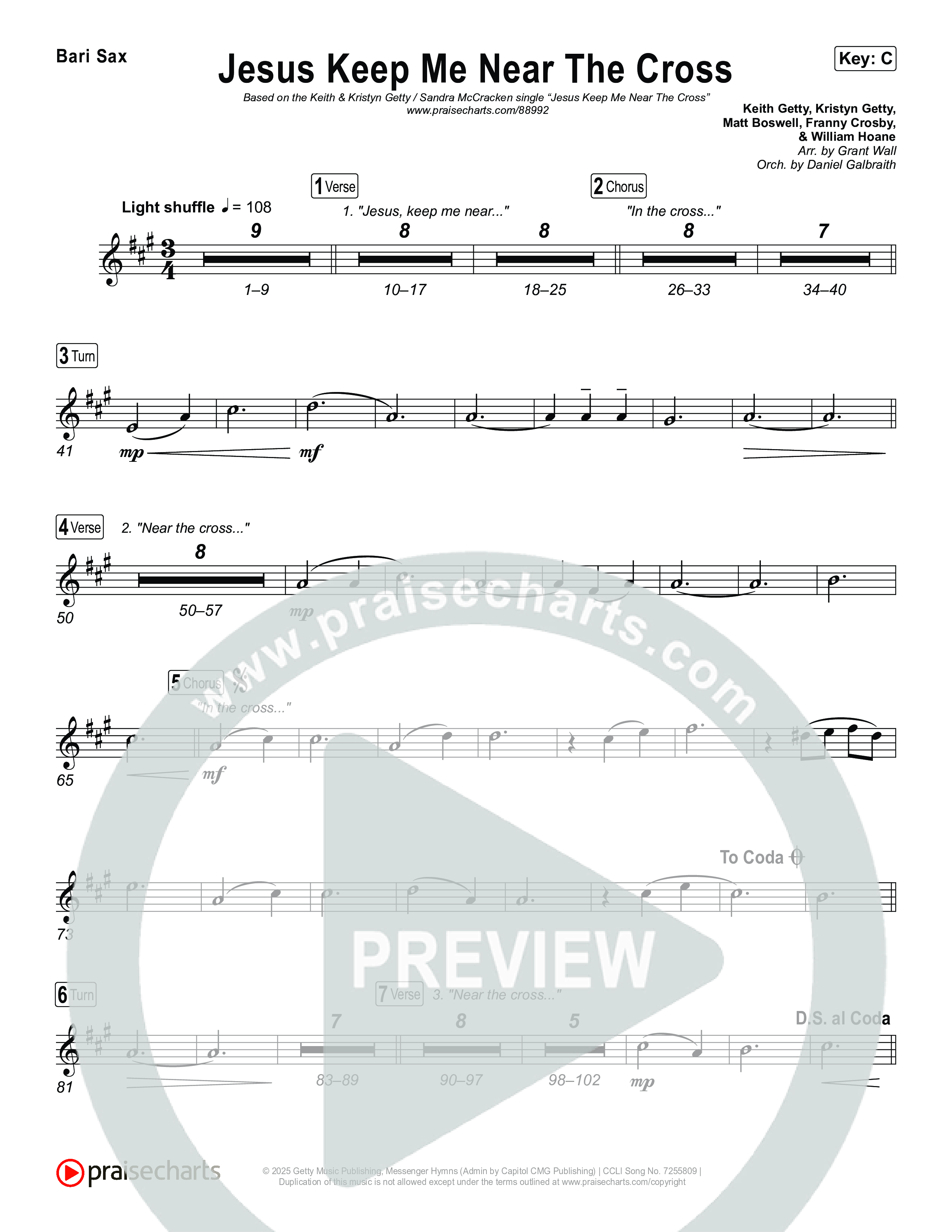 Jesus Keep Me Near The Cross Bari Sax (Keith & Kristyn Getty / Sandra McCracken)