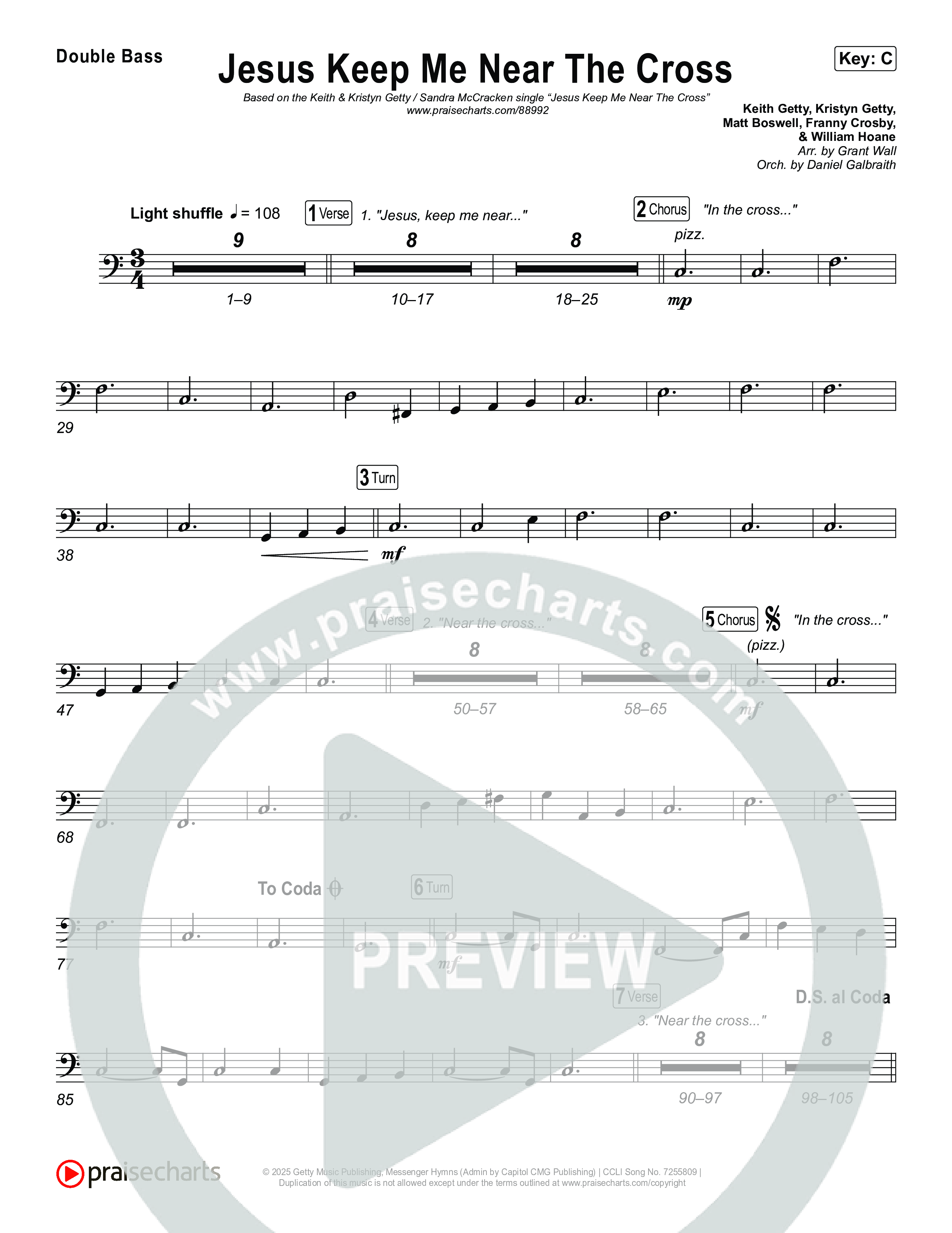 Jesus Keep Me Near The Cross String Bass (Keith & Kristyn Getty / Sandra McCracken)