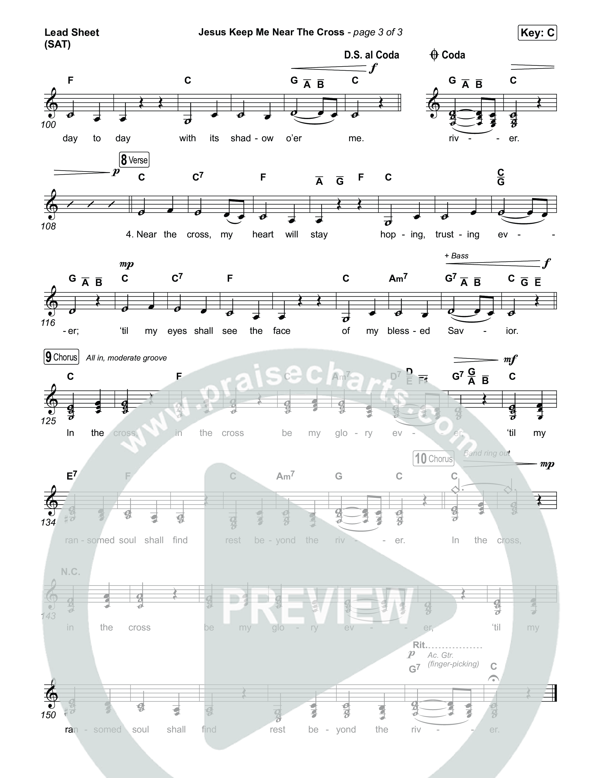 Jesus Keep Me Near The Cross Lead Sheet (SAT) (Keith & Kristyn Getty / Sandra McCracken)